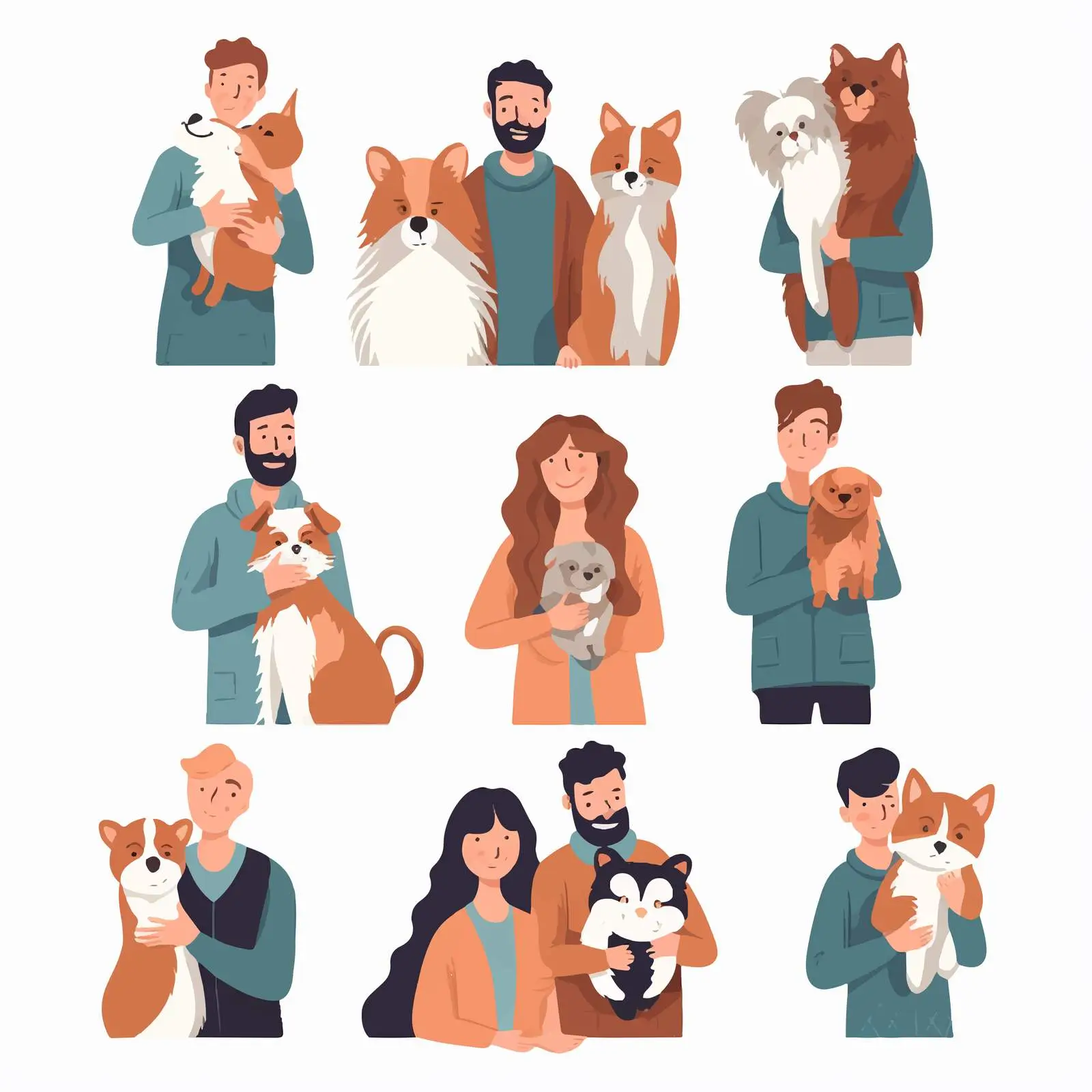 Happy Pet Owners with Dogs and Cats — free download from Dotvec