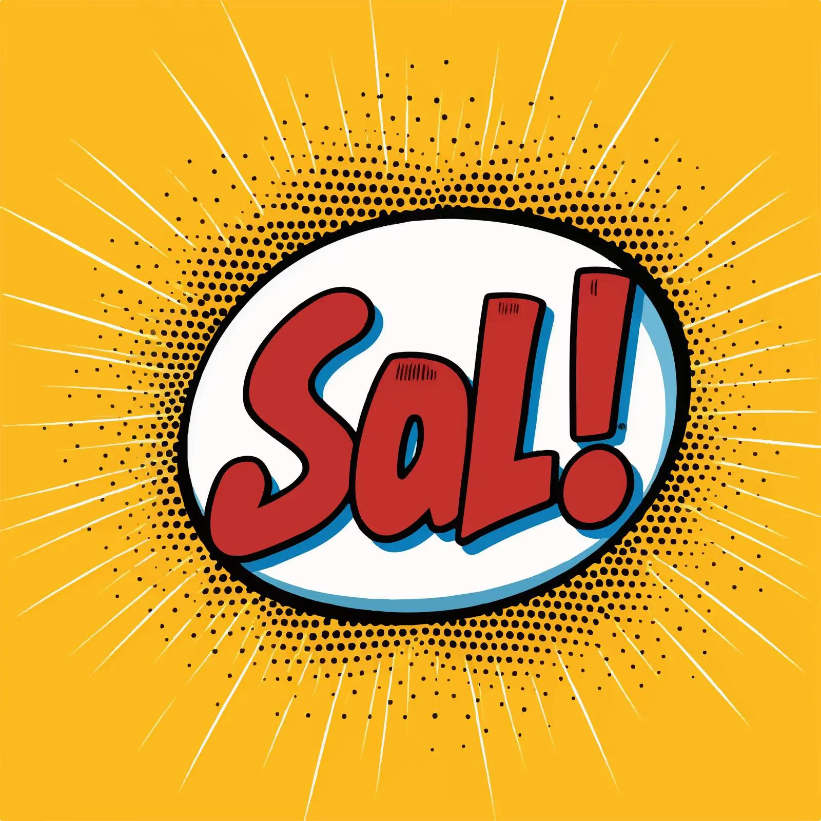 Salut Hello in Comic Speech Bubble Vector – free cartoonish style image from Dotvec