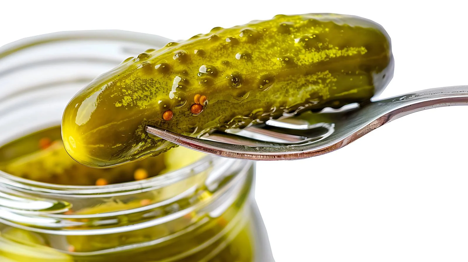Preserved Cucumber on Fork, White Background — free download from Dotvec