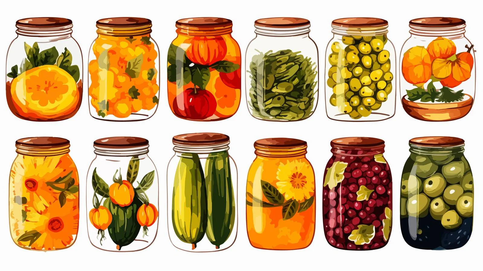 Assorted Pickled Jars with Fresh Ingredients — free download from Dotvec