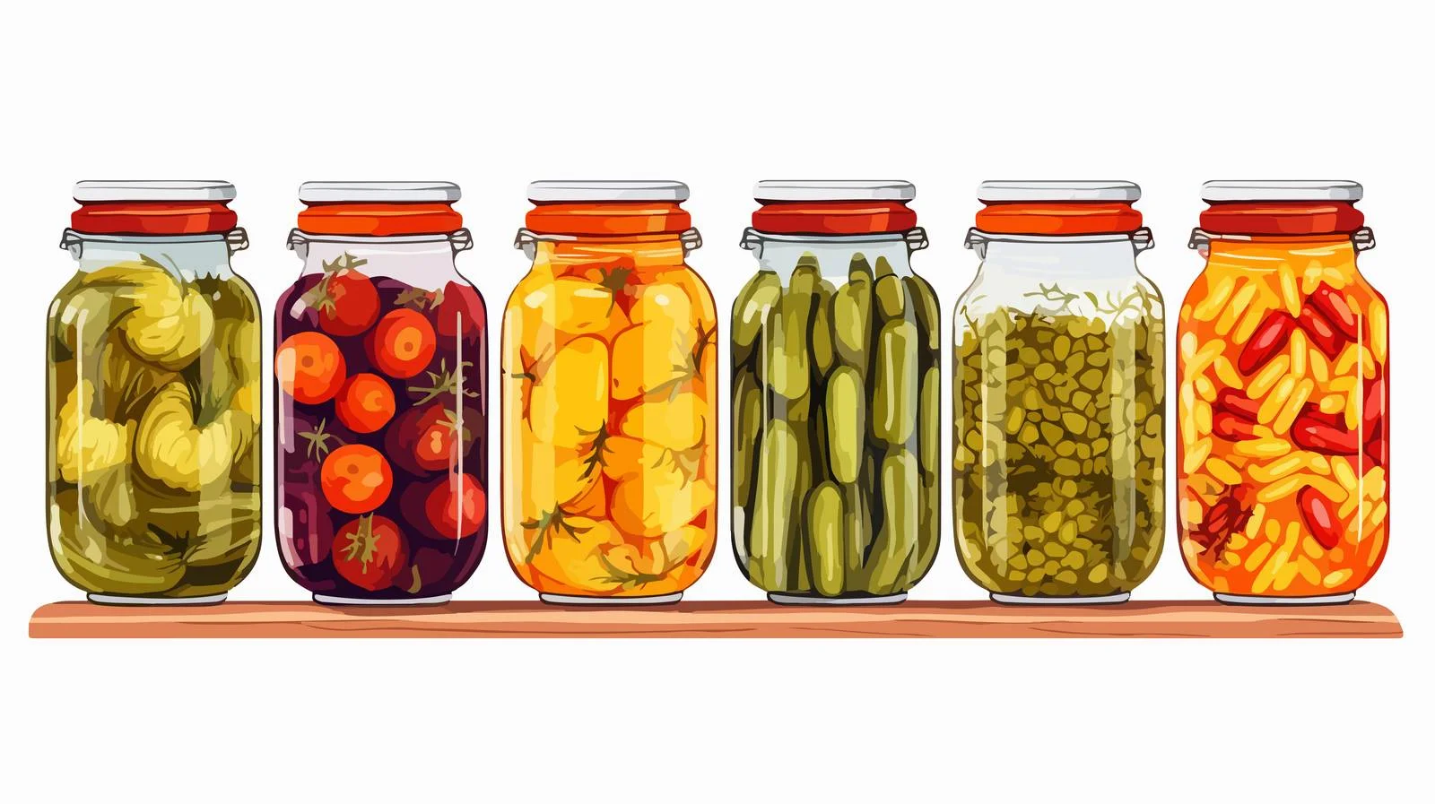 Assorted Pickled Jars of Produce Delights — free download from Dotvec