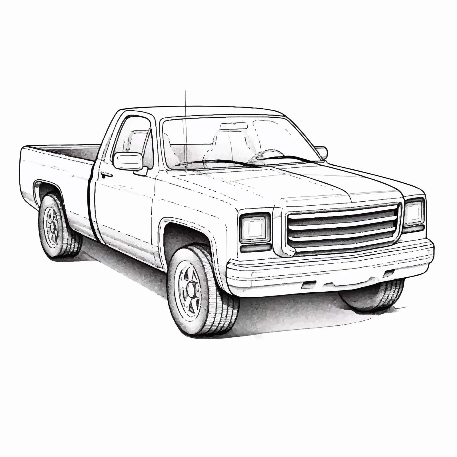 Pickup Car Outline Vector Illustration on White Background — free download from Dotvec