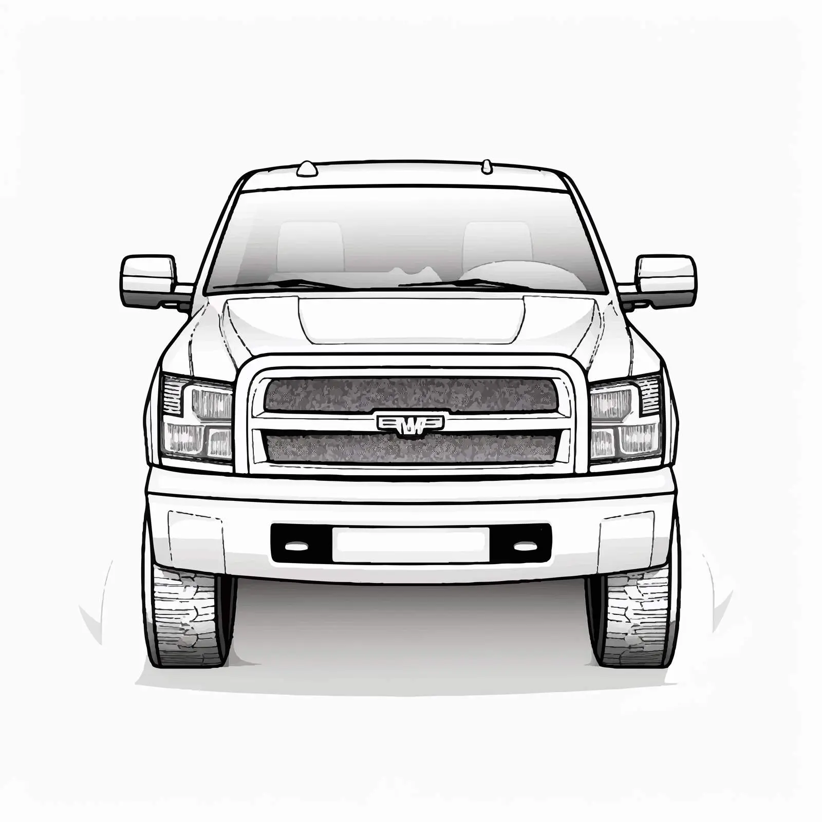 Outline of Pickup Car Vector Illustration – free vehicle illustration image from Dotvec
