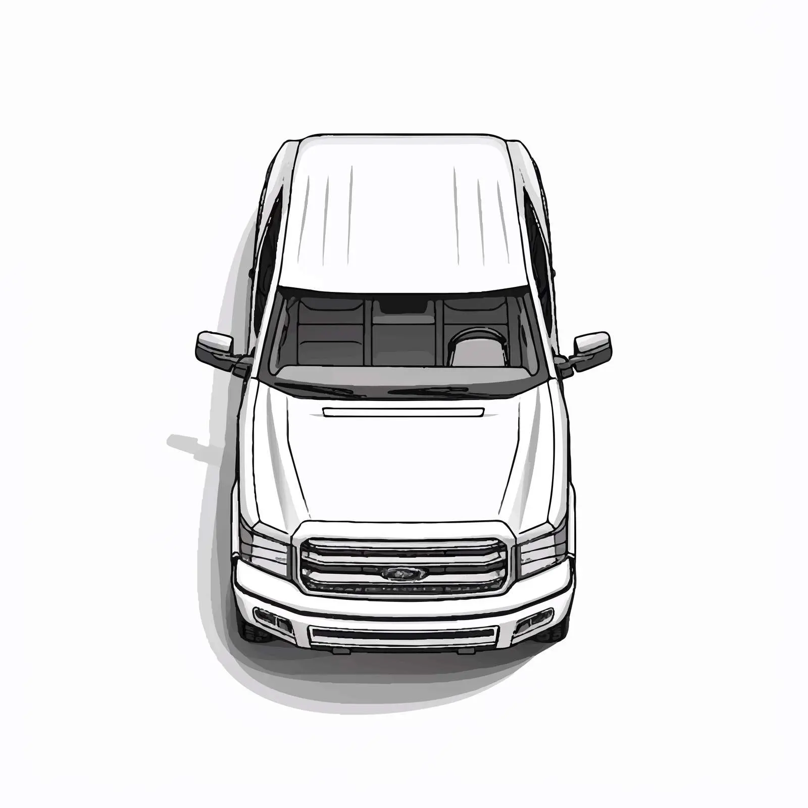 Outline Vector Pickup Truck Illustration on White – free transportation vector image from Dotvec