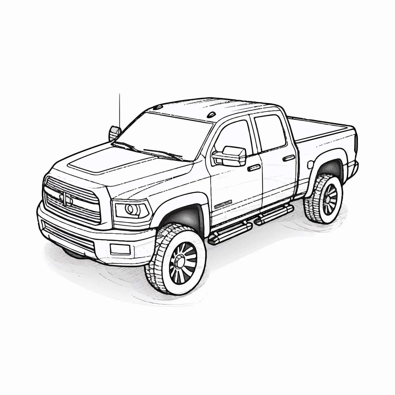 Pickup Truck Outline Vector Illustration – free transportation vector image from Dotvec