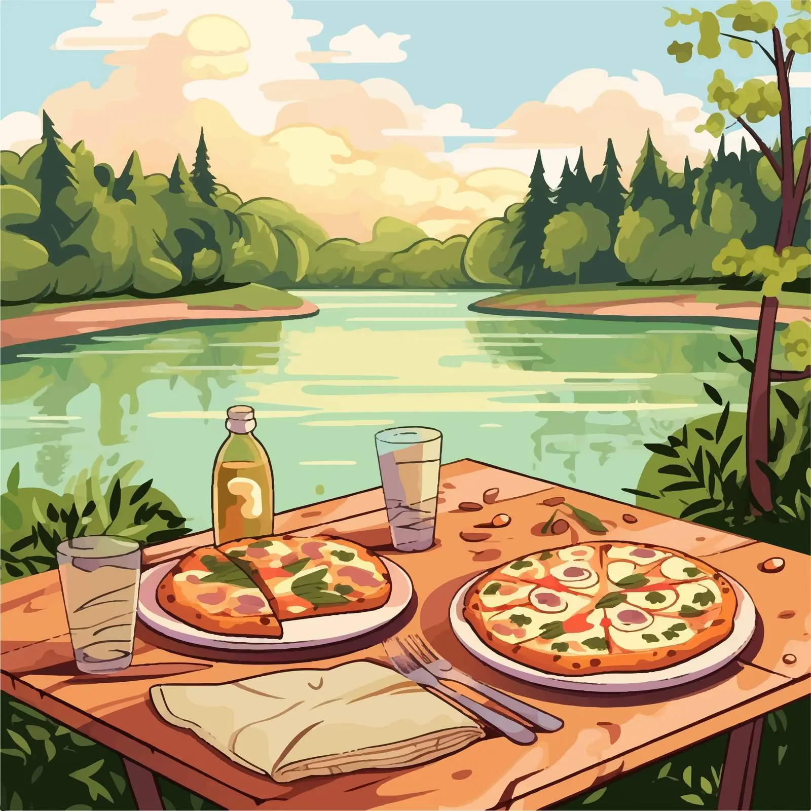 Outdoor Picnic with Pizza in Nature — free download from Dotvec