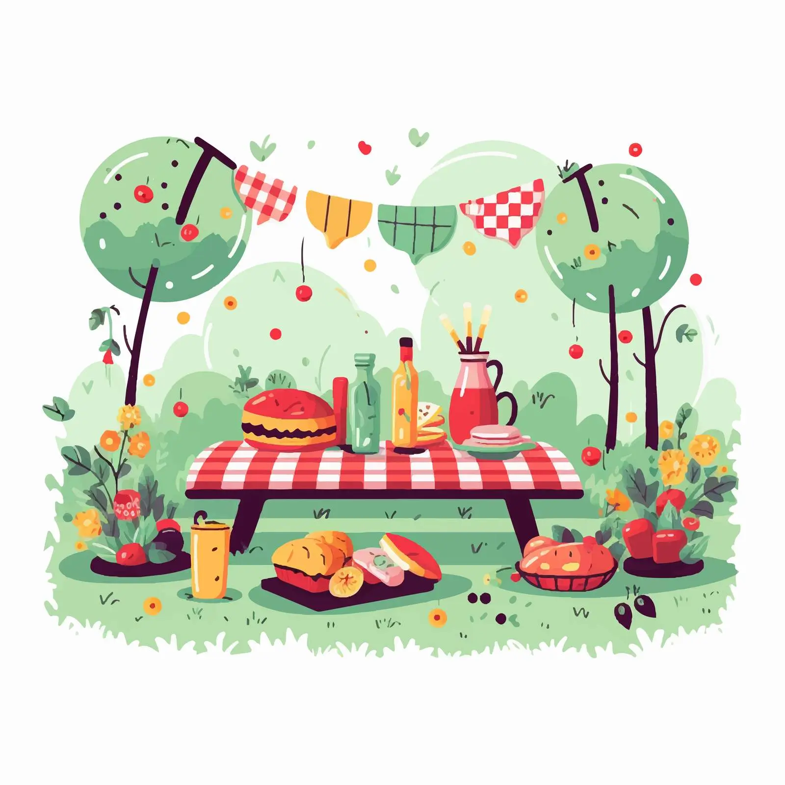 Cartoon Vector Picnic Party Celebration Scene — free download from Dotvec