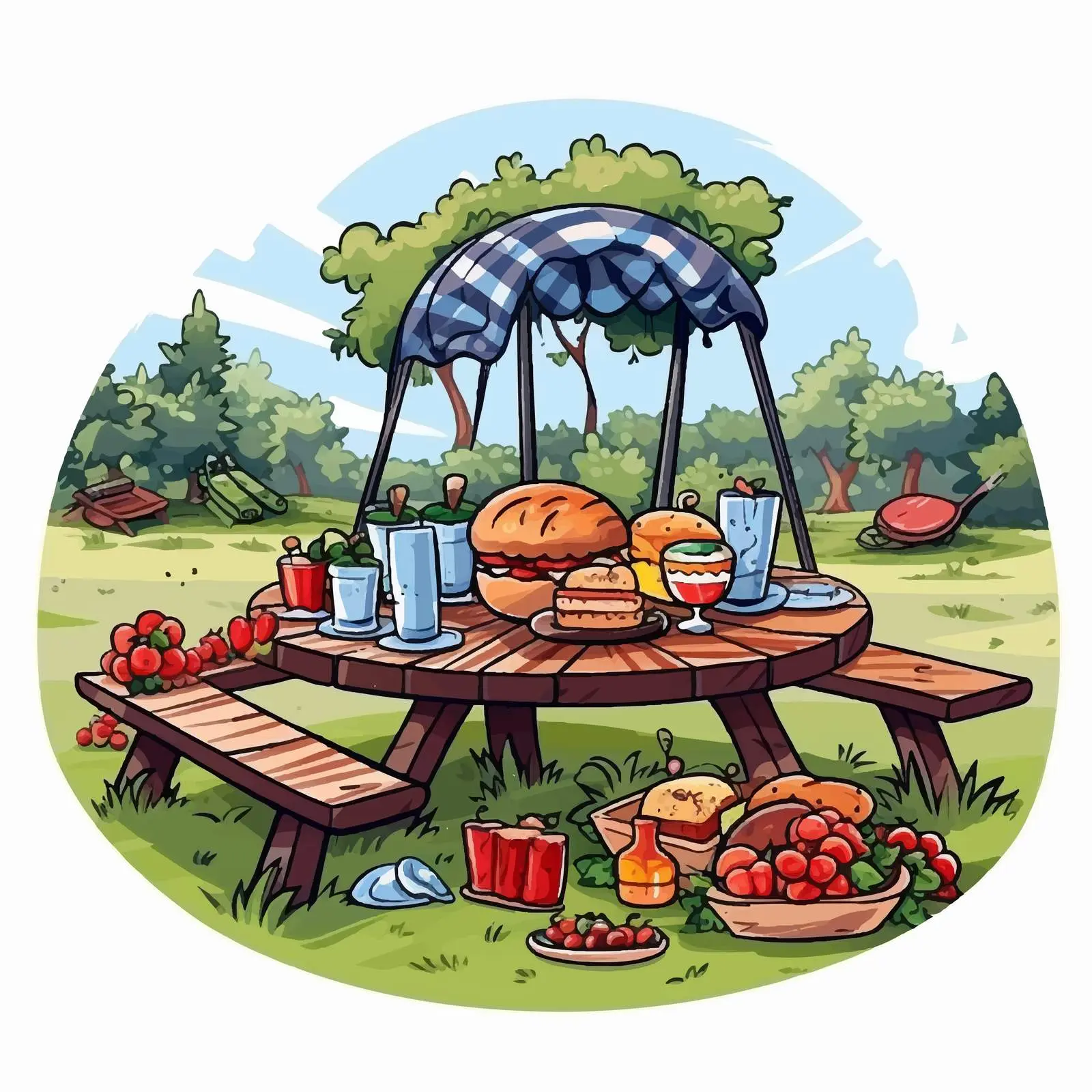 Colorful Picnic Party Celebration Vector Illustration — free download from Dotvec