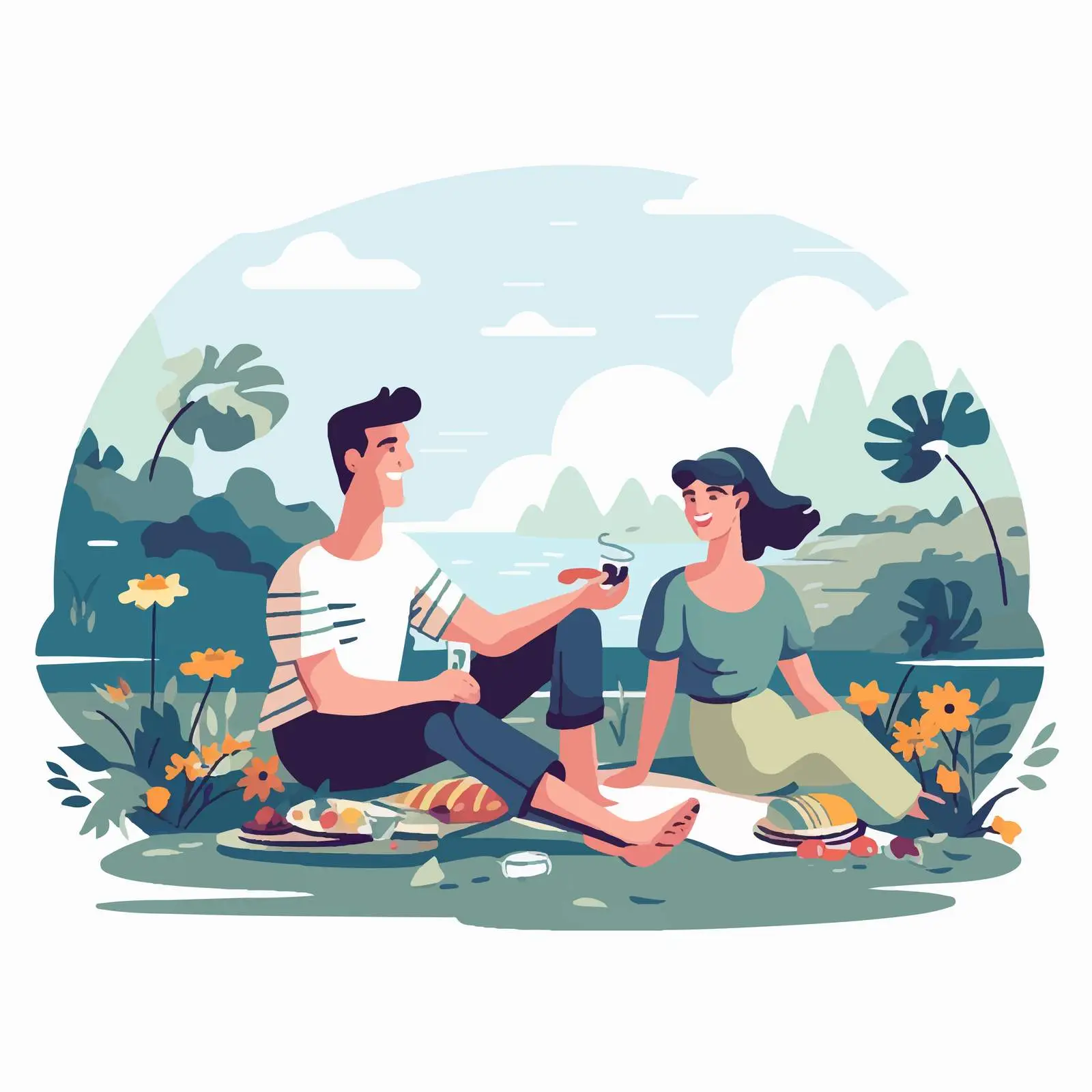 Couple Relaxing Outdoors on a Picnic — free download from Dotvec