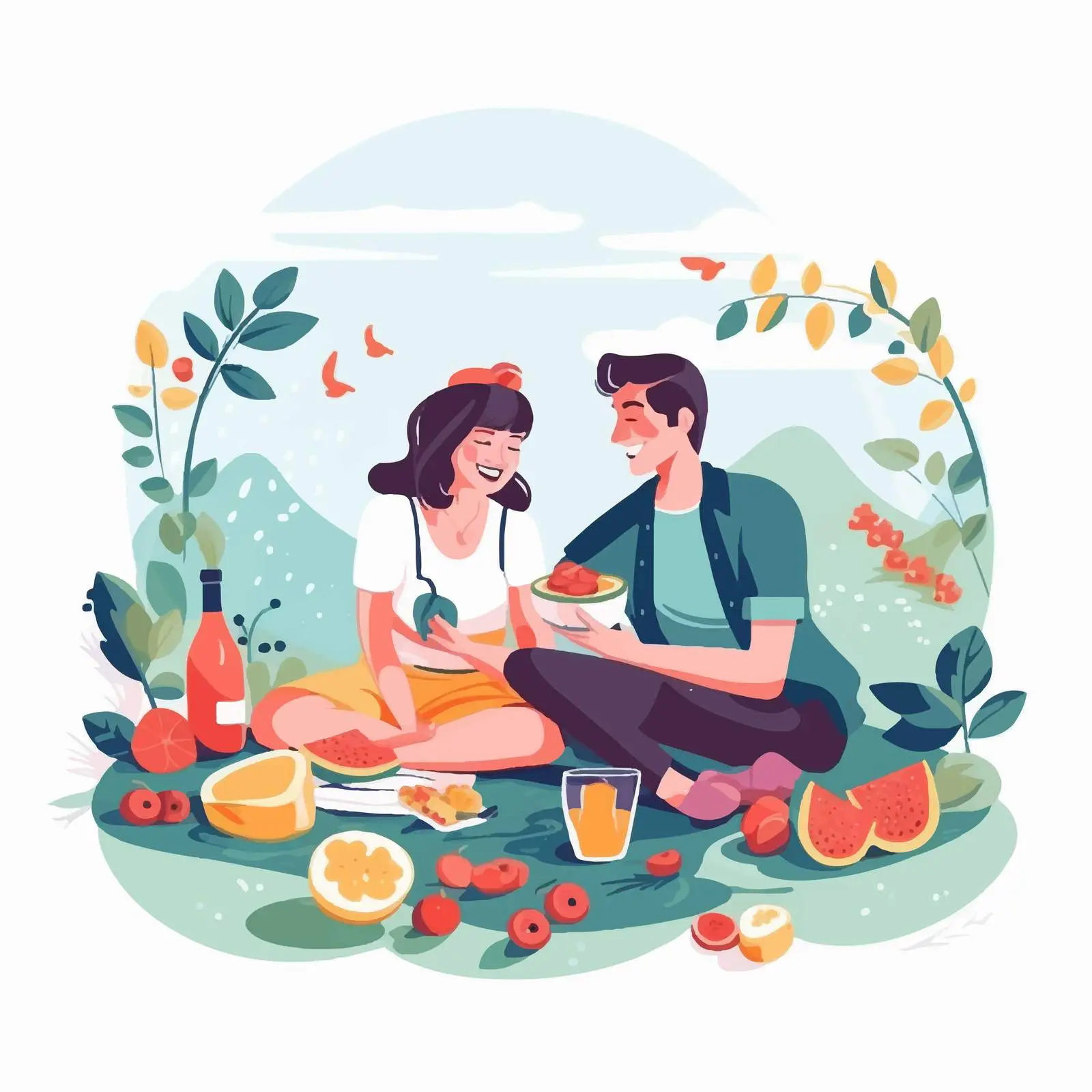 Couple Enjoying a Picnic Outdoors — free download from Dotvec