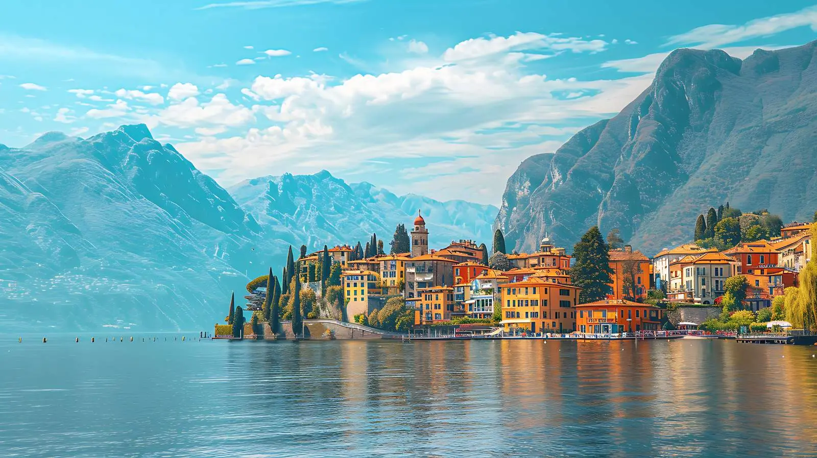 Ancient Italian Town by Picturesque Lake — free download from Dotvec