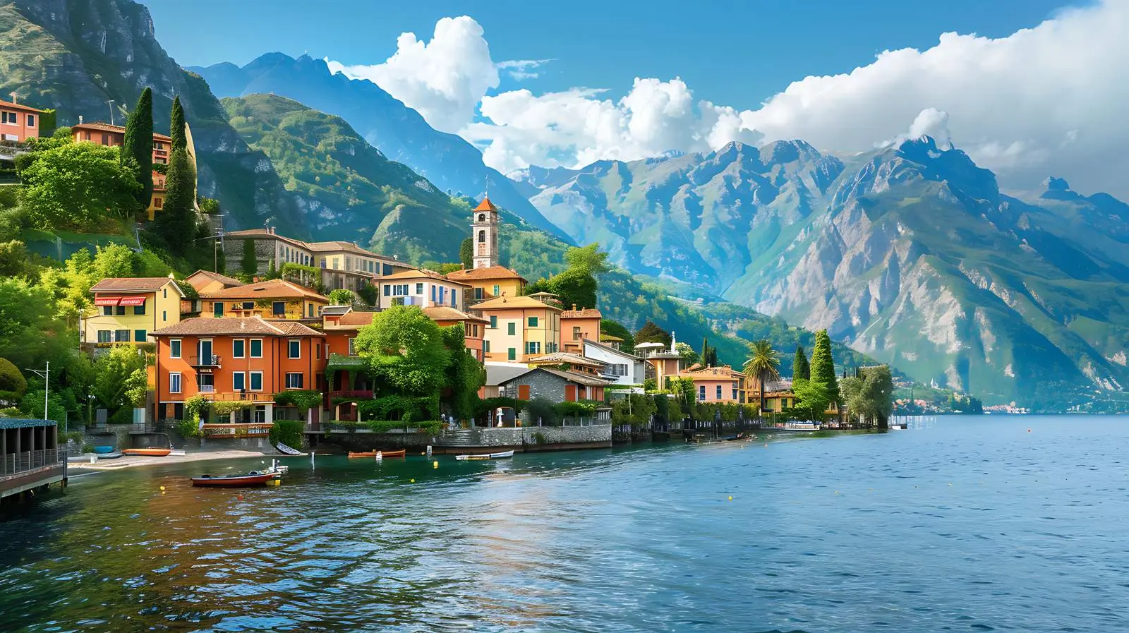 Picturesque Ancient Italian Town by Lake – free tourist attractions image from Dotvec