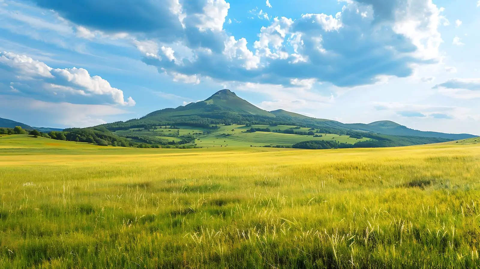 Scenic Summer View of Mountain and Field — free download from Dotvec
