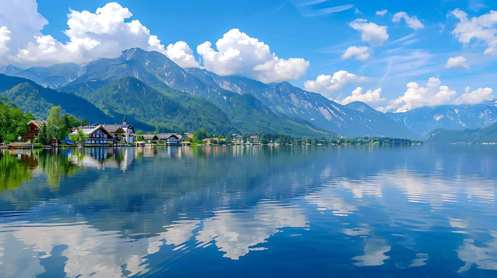 Scenic Lake Reflection with Mountains and Clouds – free viewpoint image from Dotvec