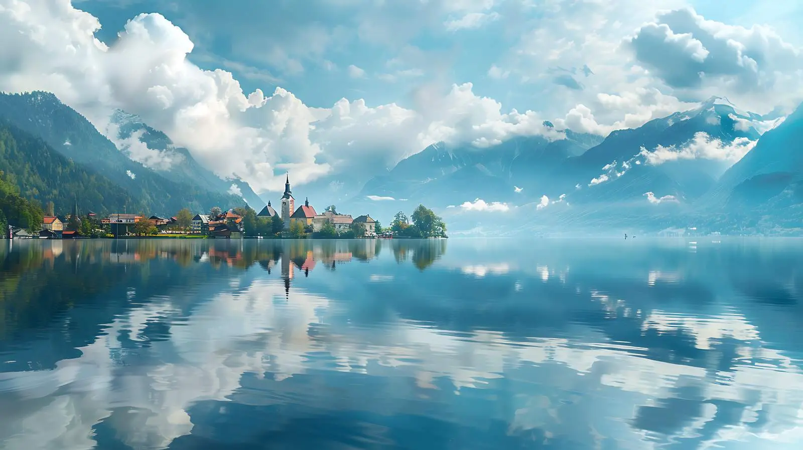 Scenic Lake Reflection with Mountains and Clouds — free download from Dotvec
