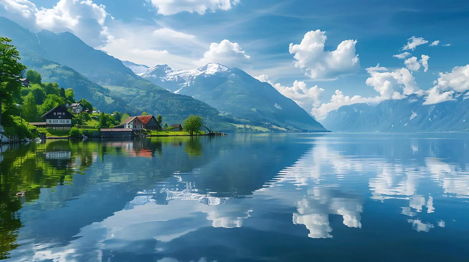 Scenic Lake Reflection with Mountains and Clouds — free download from Dotvec