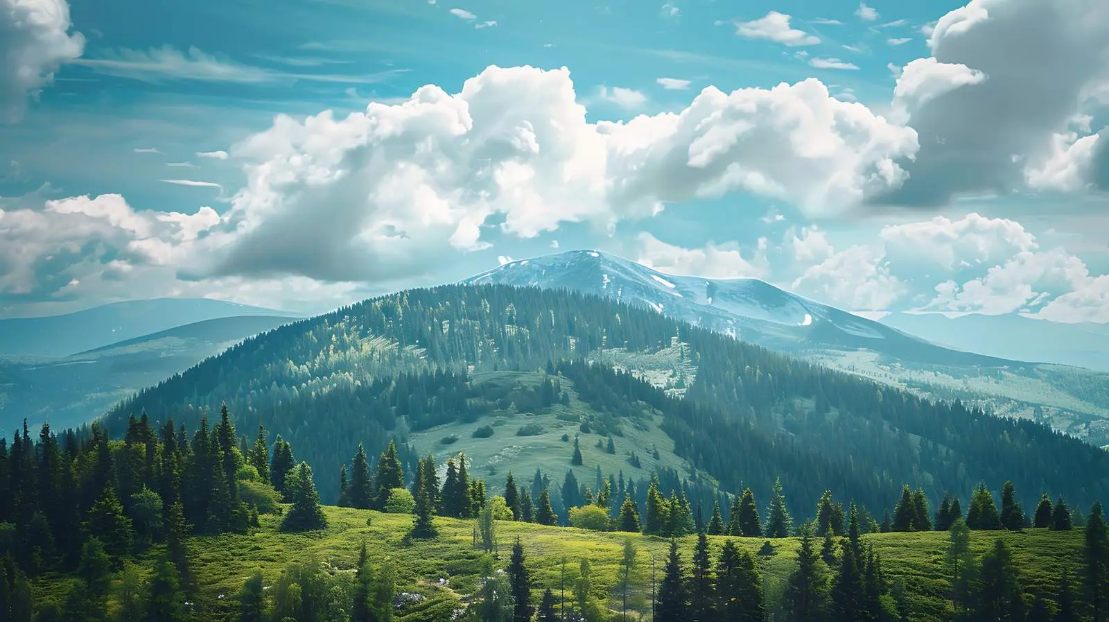 Breathtaking Mountain Hill Forest Under a Clear Sky – free viewpoint image from Dotvec