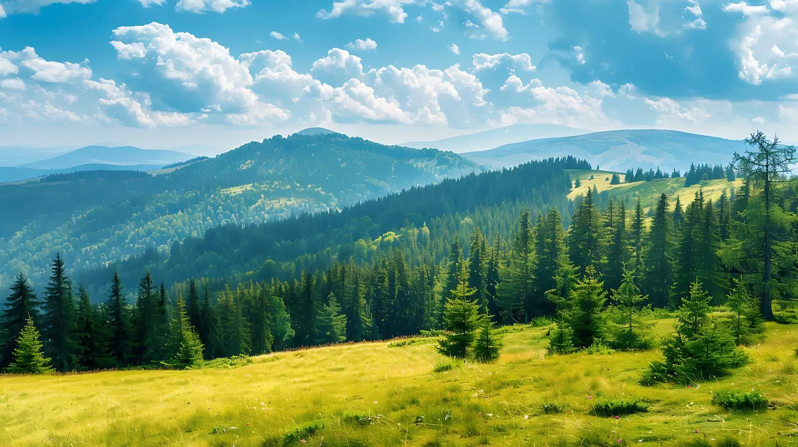 Scenic Mountain Hill with Forest and Sky — free download from Dotvec