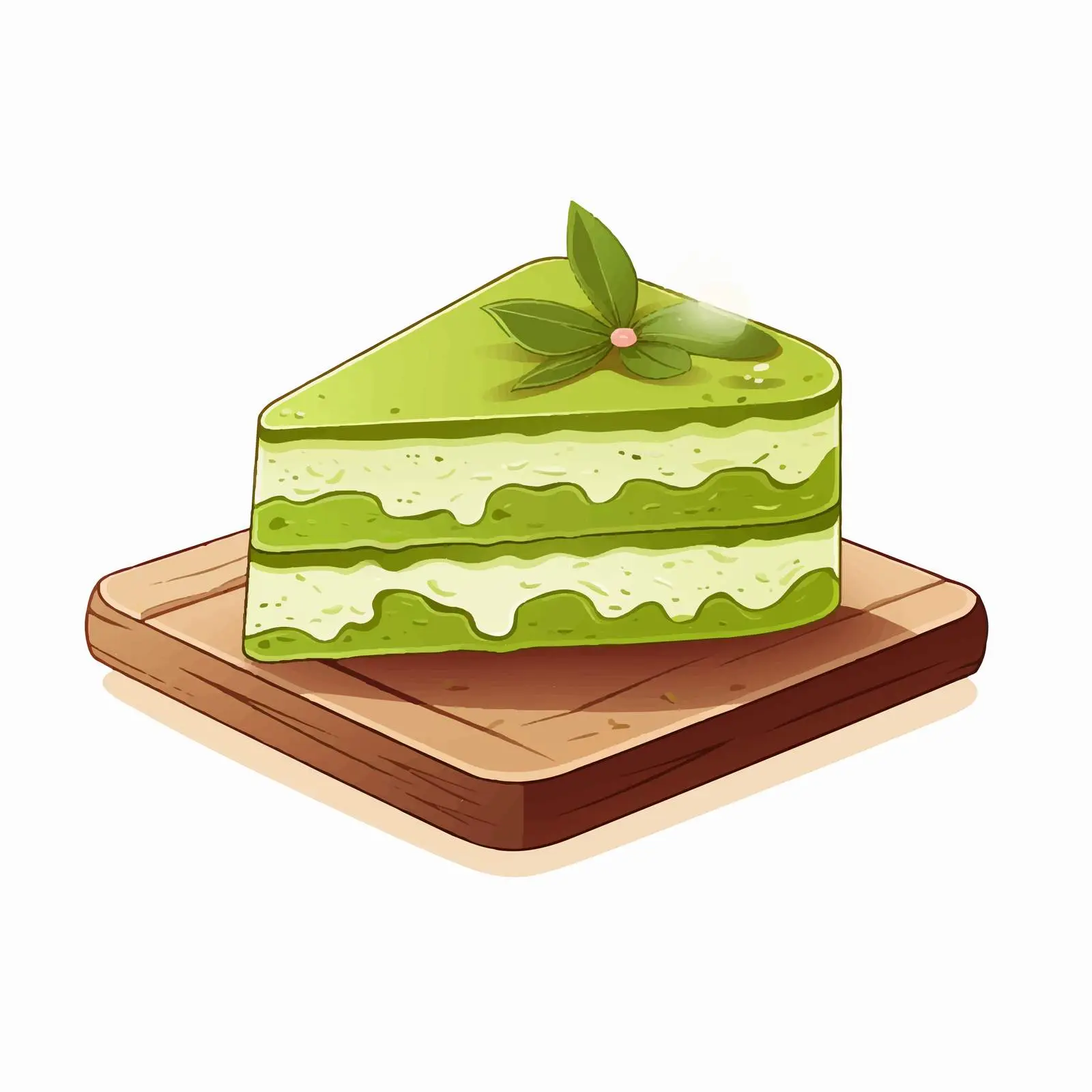 Matcha Cake with Green Tea Flavor on Wooden Plate — free download from Dotvec