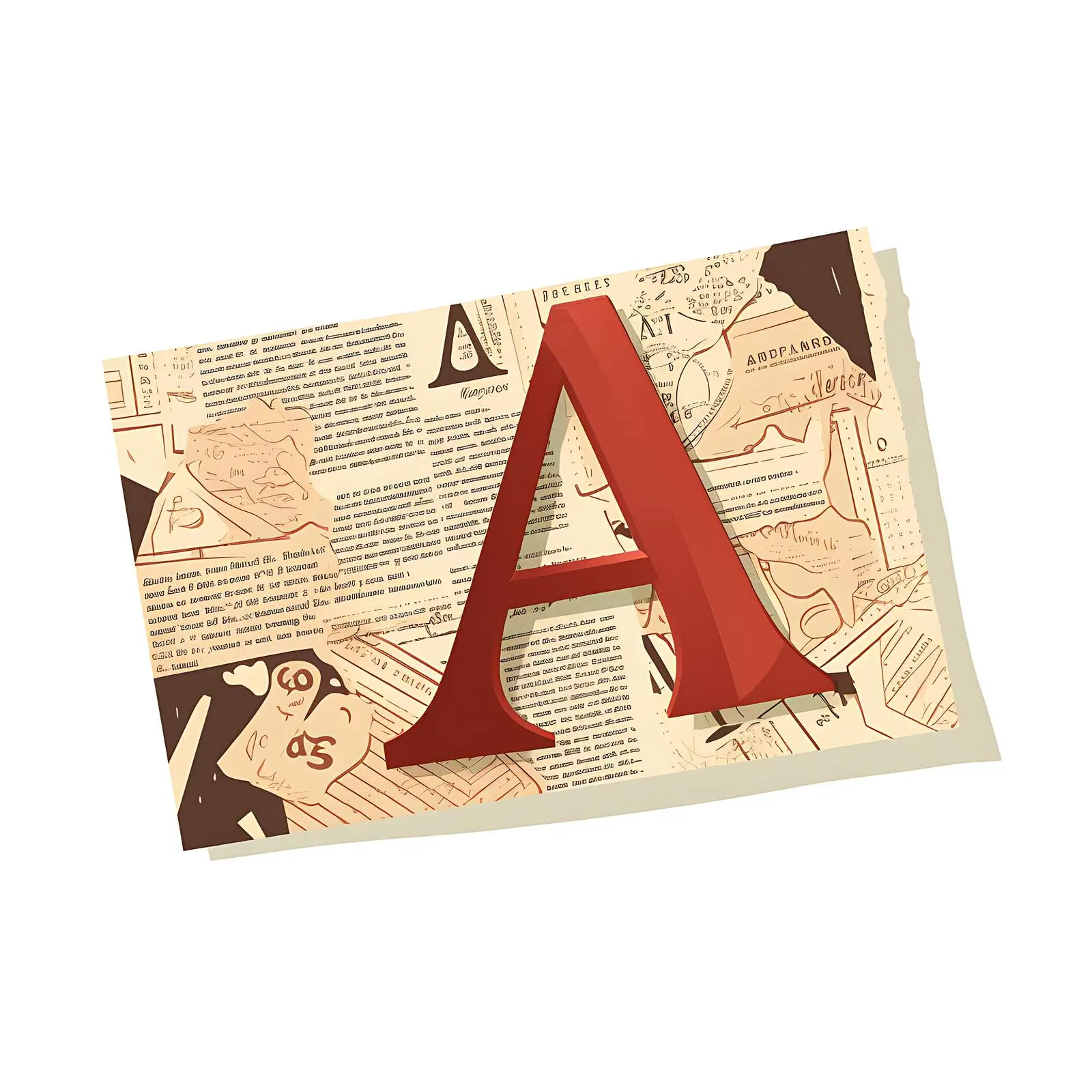 Vintage Newspaper Patterned Paper with Shapes – free dirt image from Dotvec