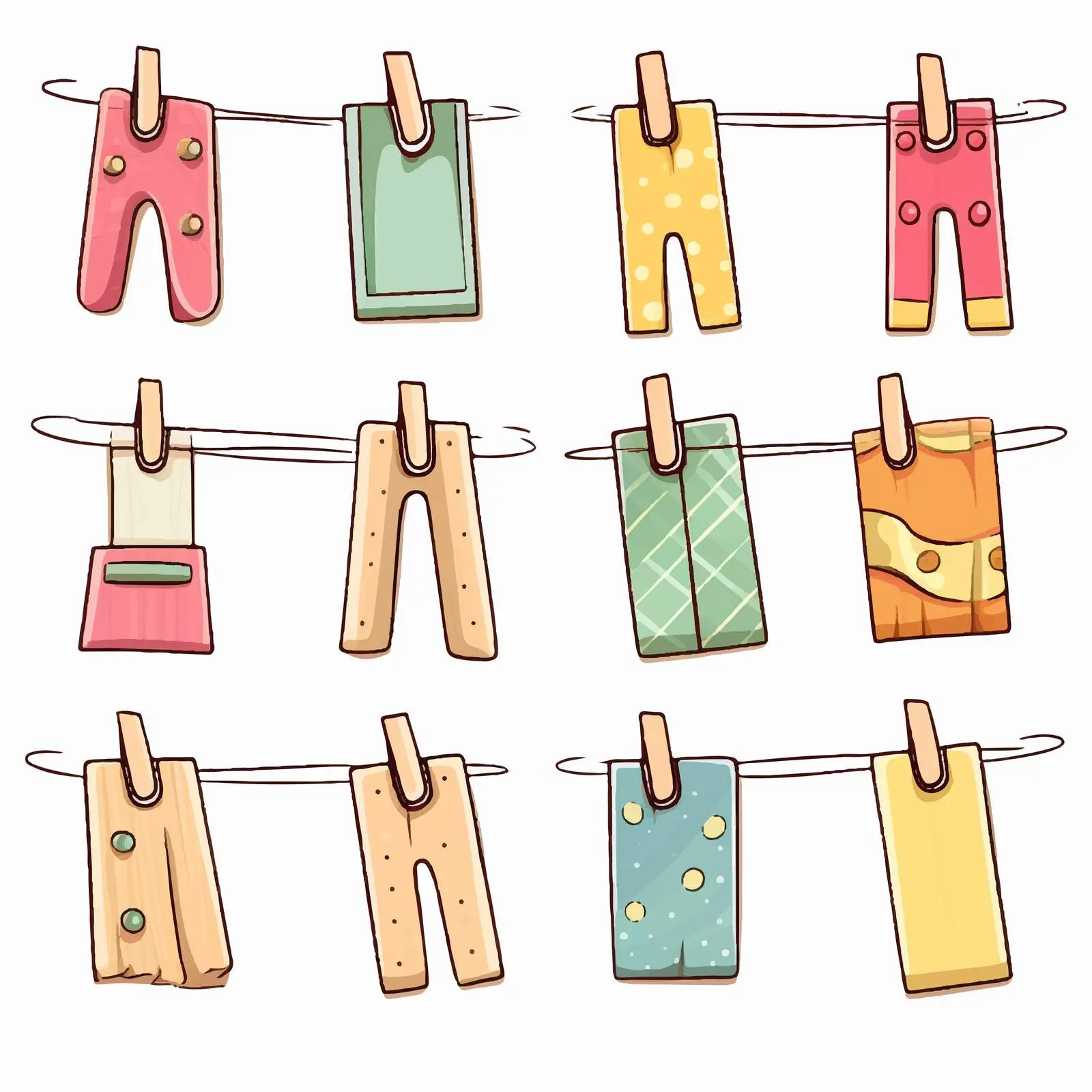 Paper Pieces on Clothespins Cartoon Vector – free printed image from Dotvec