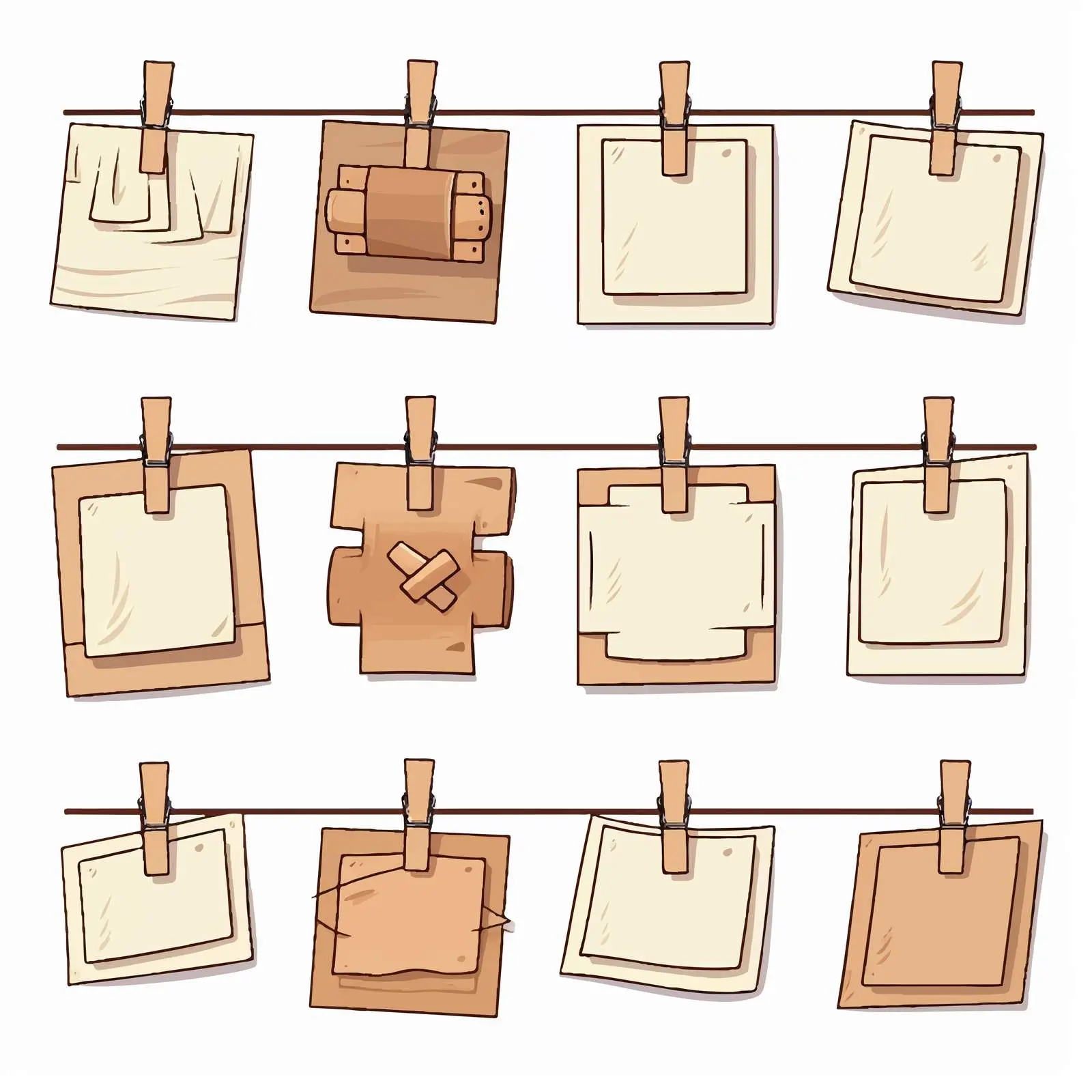 Papers Hanging on Clothespins Cartoon Vector — free download from Dotvec
