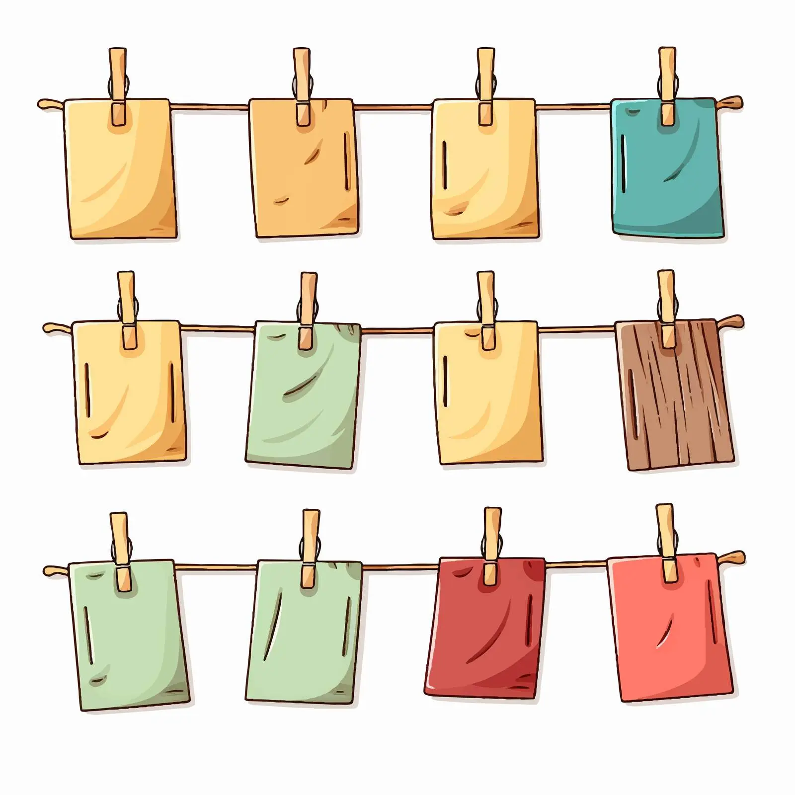Clothespins Holding Paper Pieces Isolated Vector — free download from Dotvec