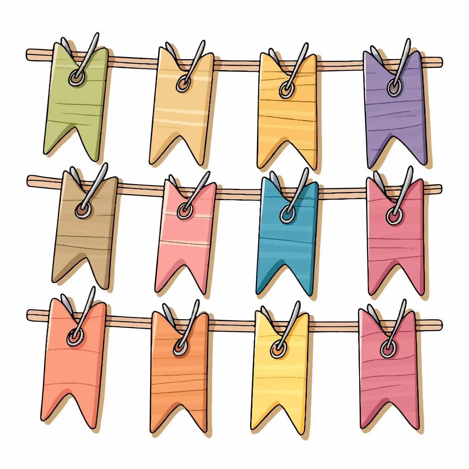 Isolated Paper Pieces on Clothespins Clipart — free download from Dotvec