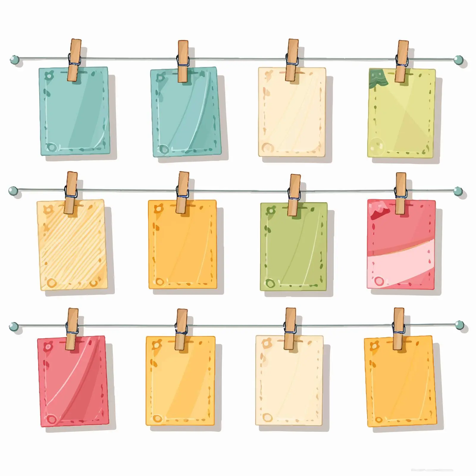 Paper Pieces on Clothespins Clipart — free download from Dotvec