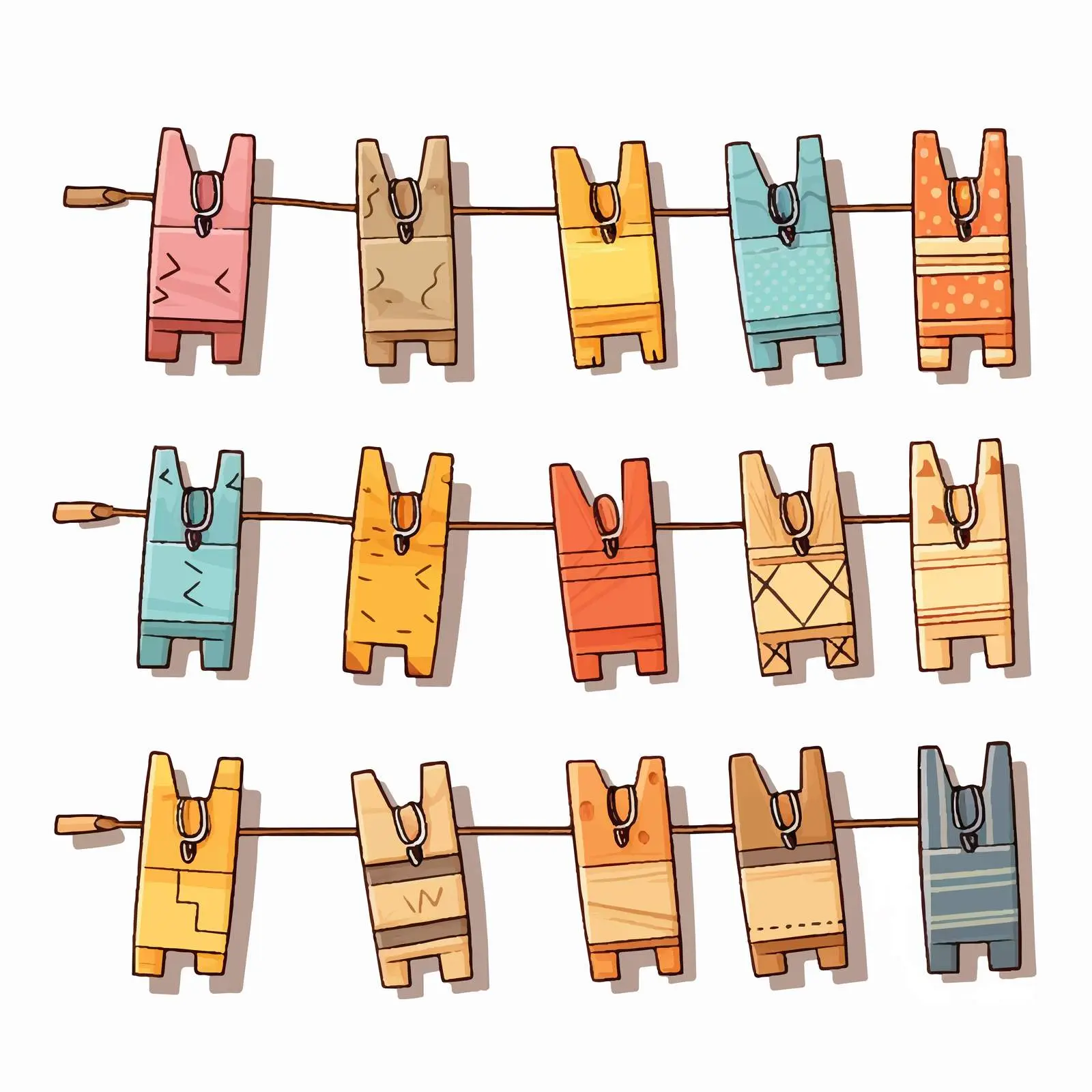 Isolated Paper Pieces on Clothespins Clipart — free download from Dotvec