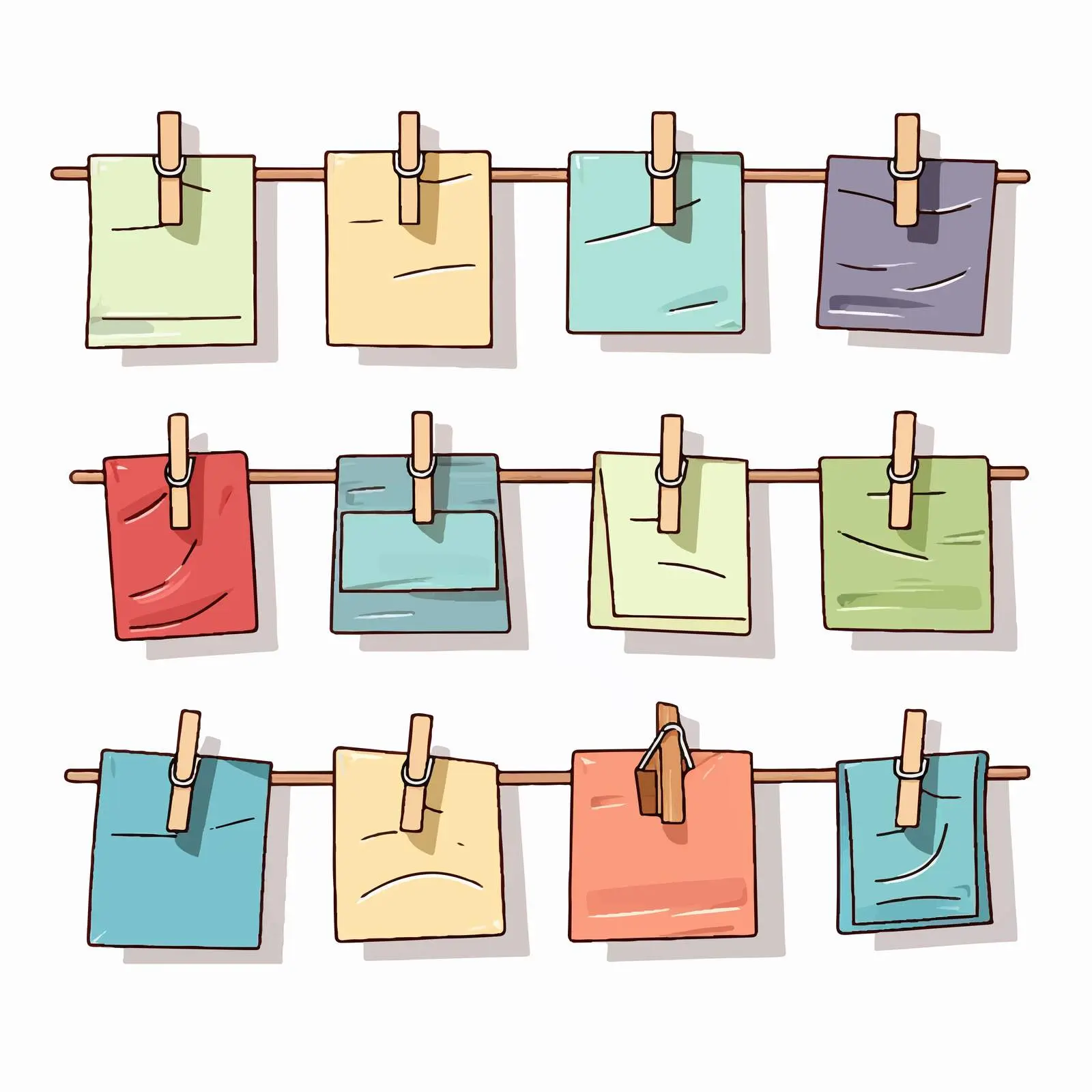 Paper Pieces on Clothespins Vector Illustration — free download from Dotvec