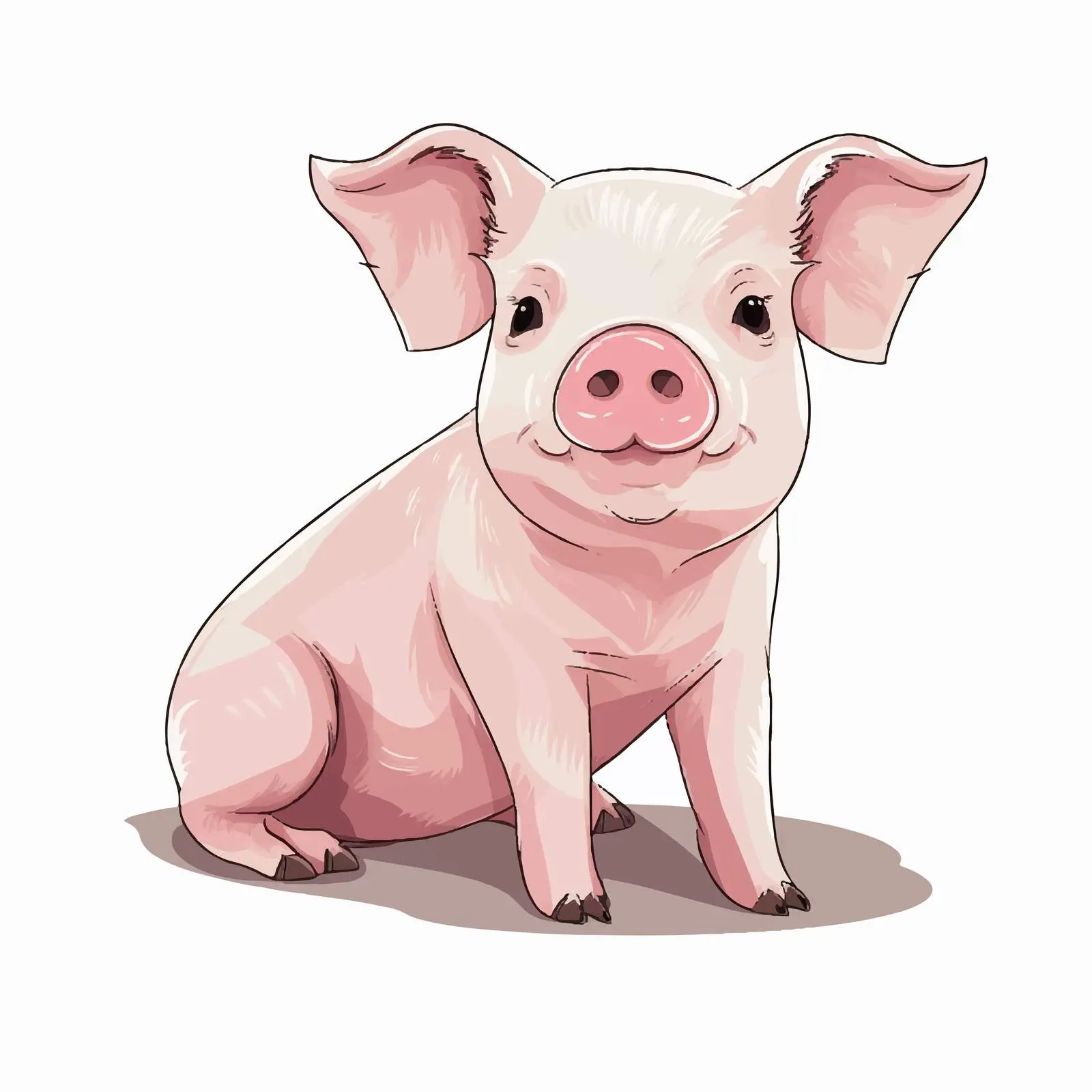 Pig Line Vector Illustration on White Background — free download from Dotvec