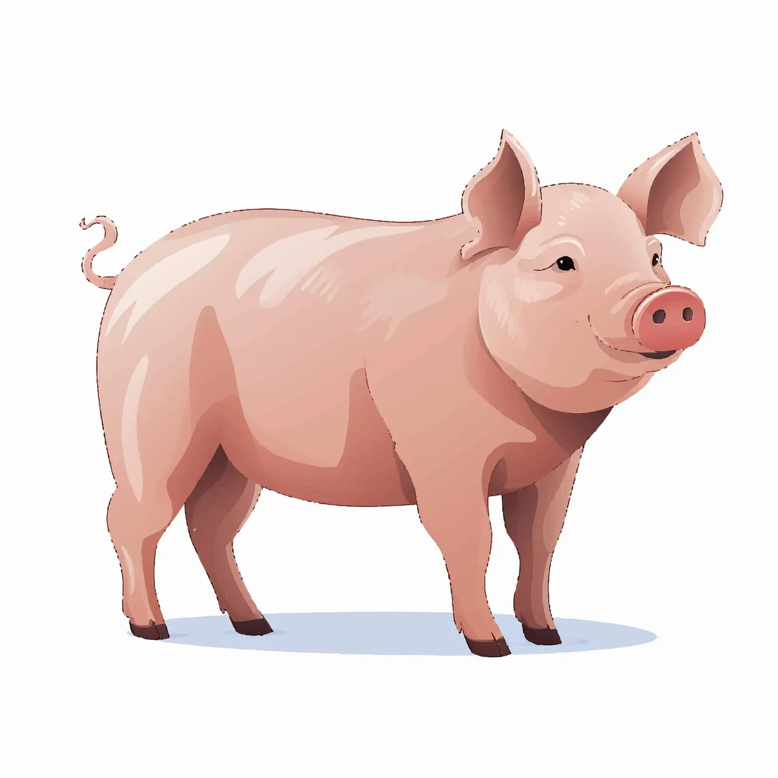 Pig Line Vector Illustration on White Background — free download from Dotvec