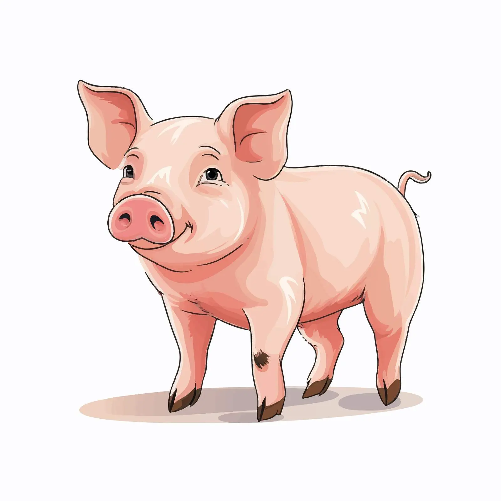 Pig Line Art Vector Illustration on White Background — free download from Dotvec