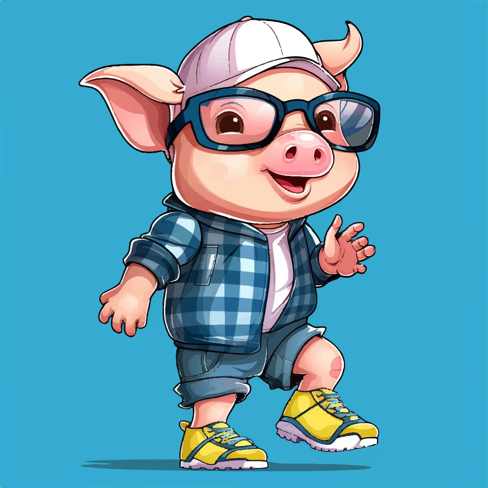 Pig in Roller Shoes on Transparent Background — free download from Dotvec