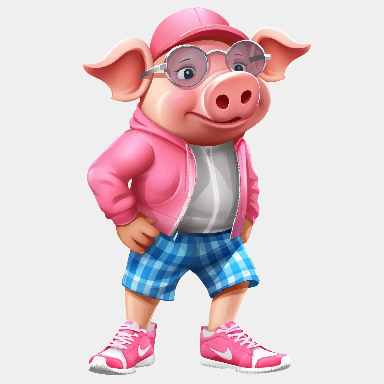 Pig on Roller Shoes Vector Illustration — free download from Dotvec