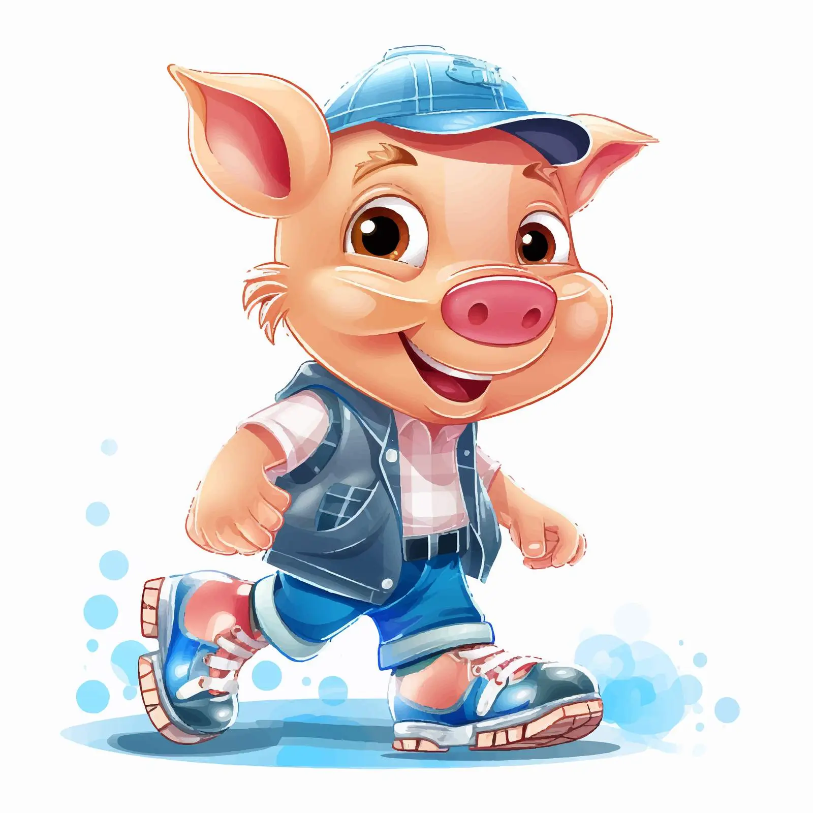 Pig in Roller Shoes on Transparent Background — free download from Dotvec