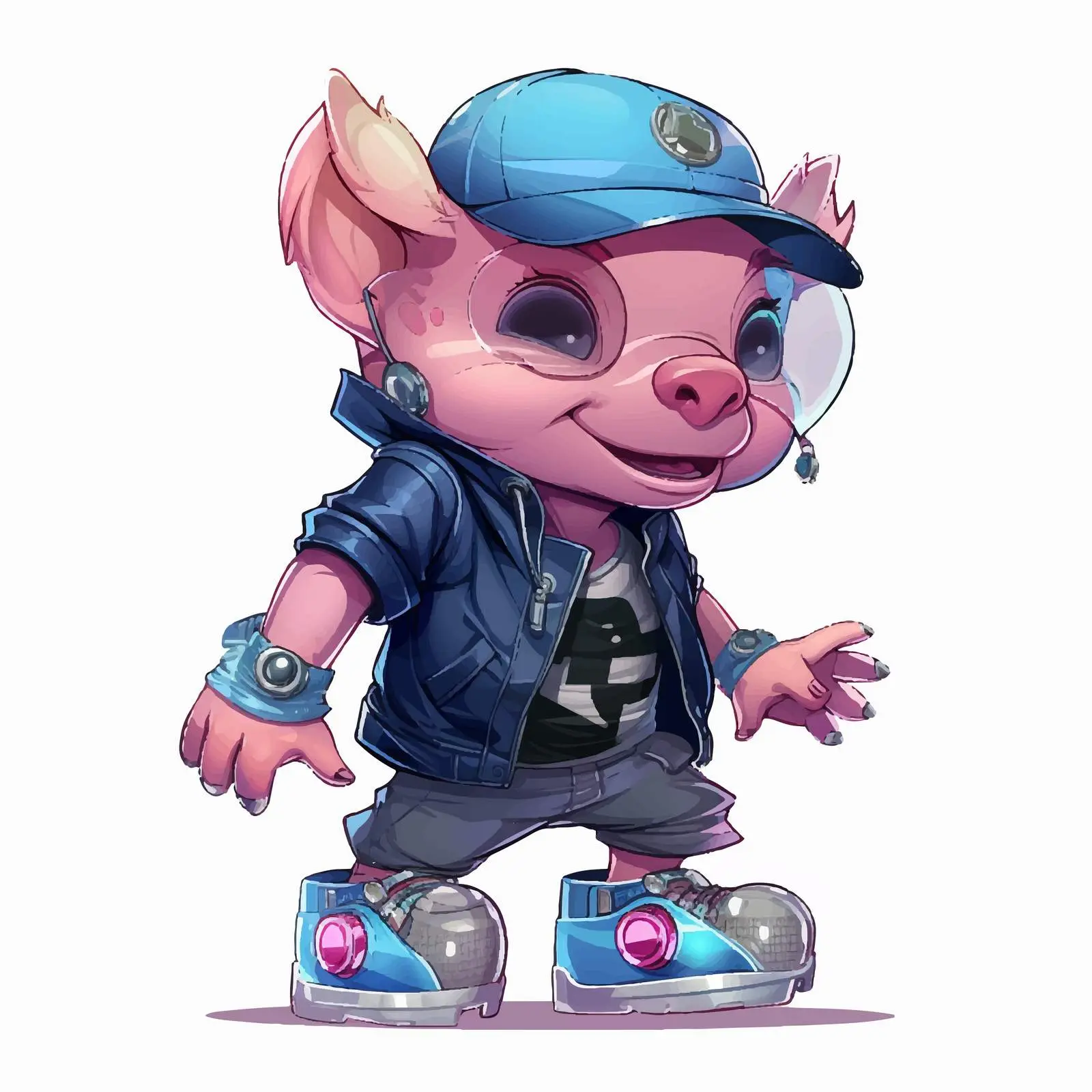 Pig in Roller Shoes on Transparent Background — free download from Dotvec