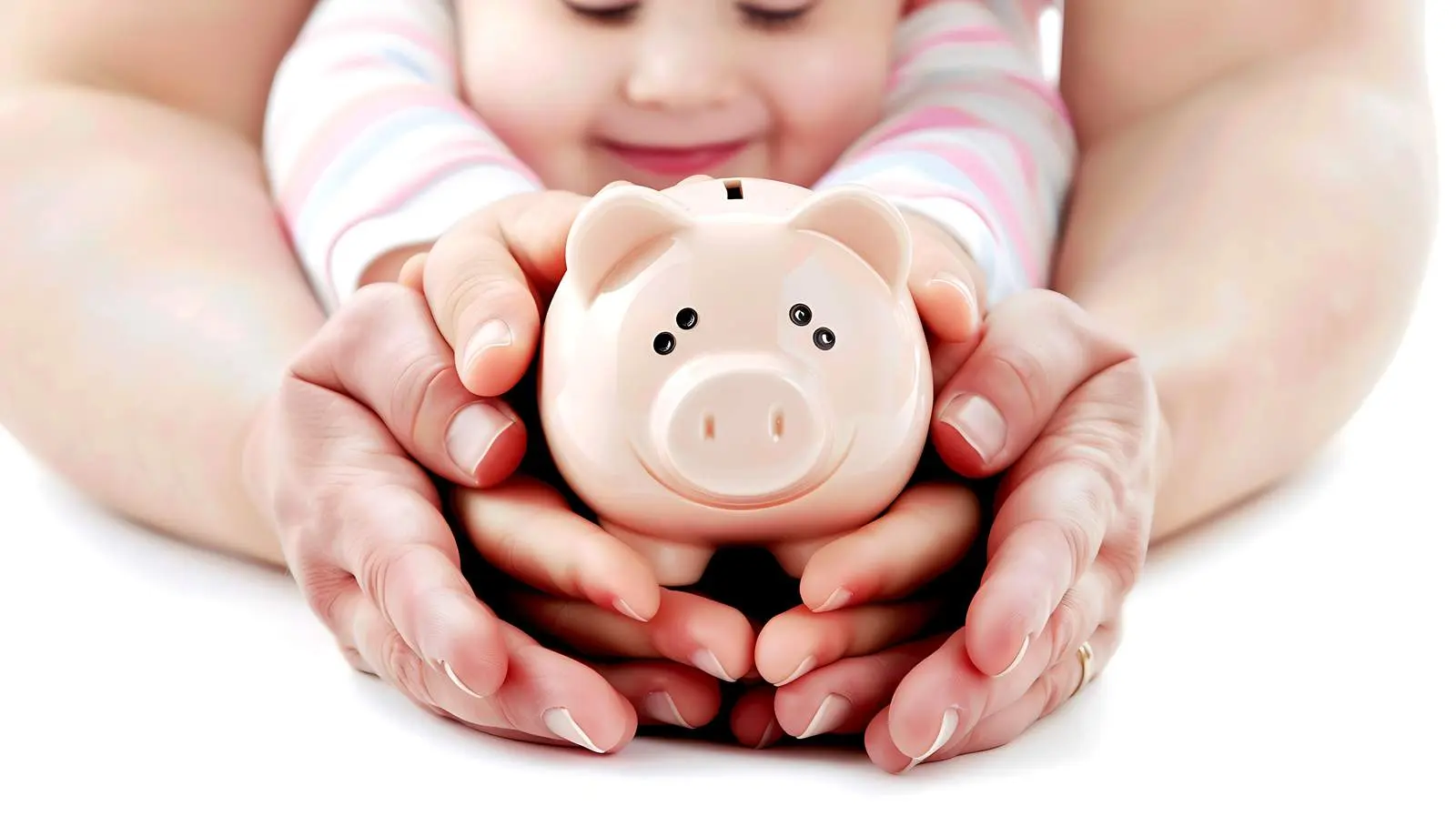 Family Holding Piggy Bank on White Background – free financial image from Dotvec