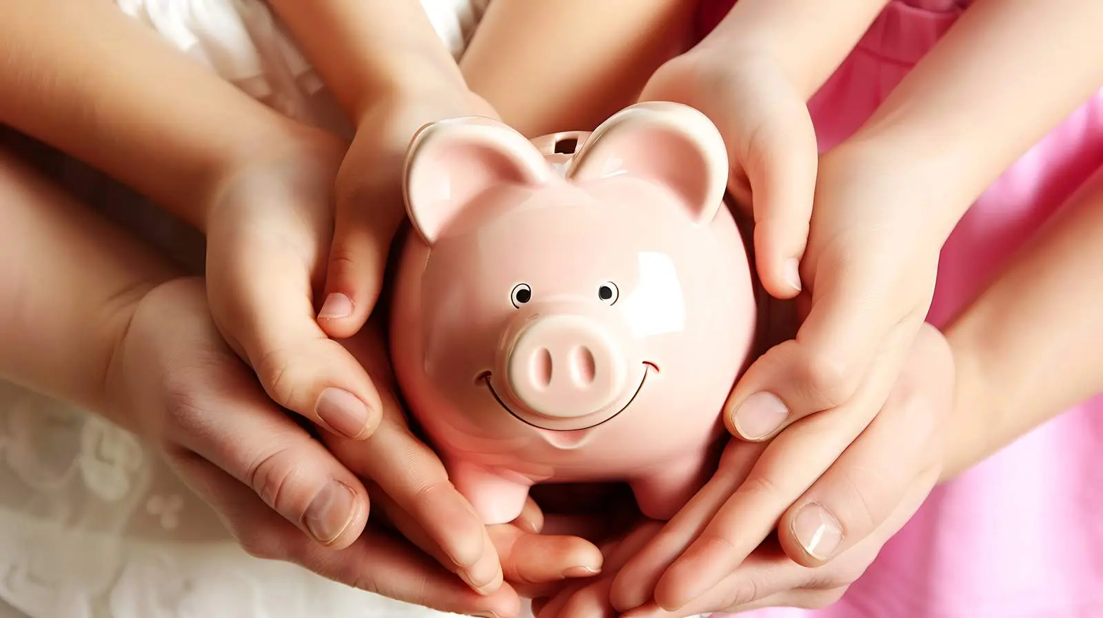 Family Holding Piggy Bank on White Background – free financial image from Dotvec