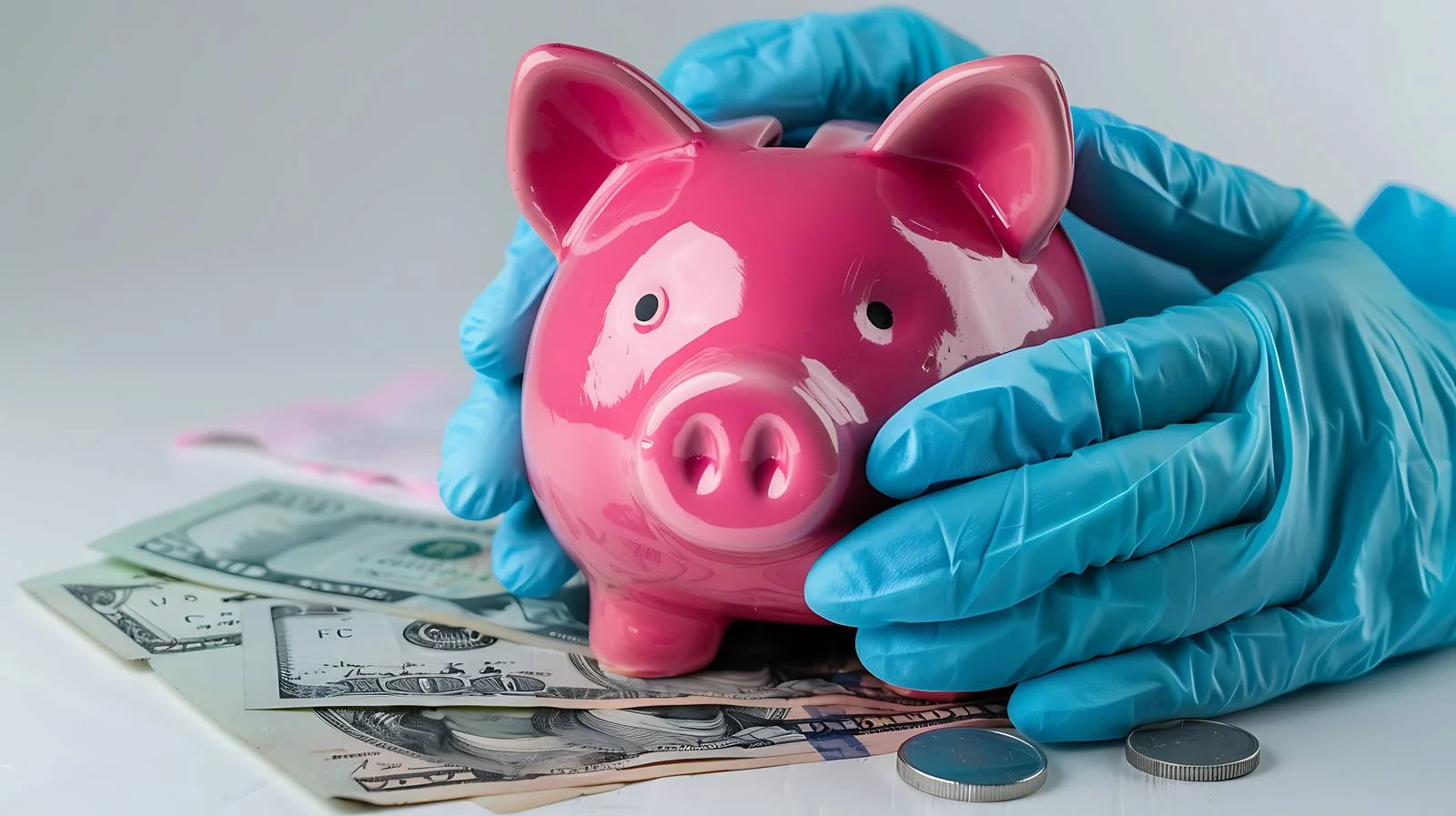 Medical-themed Piggy Bank with Dollar — free download from Dotvec