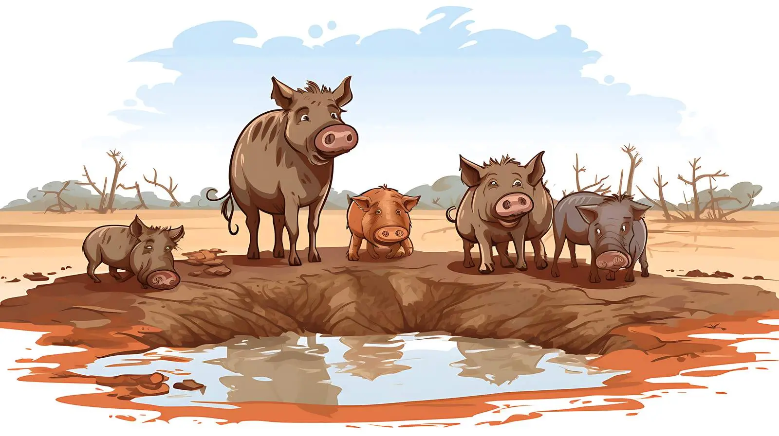 Wildlife Mud Scene Illustration — free download from Dotvec