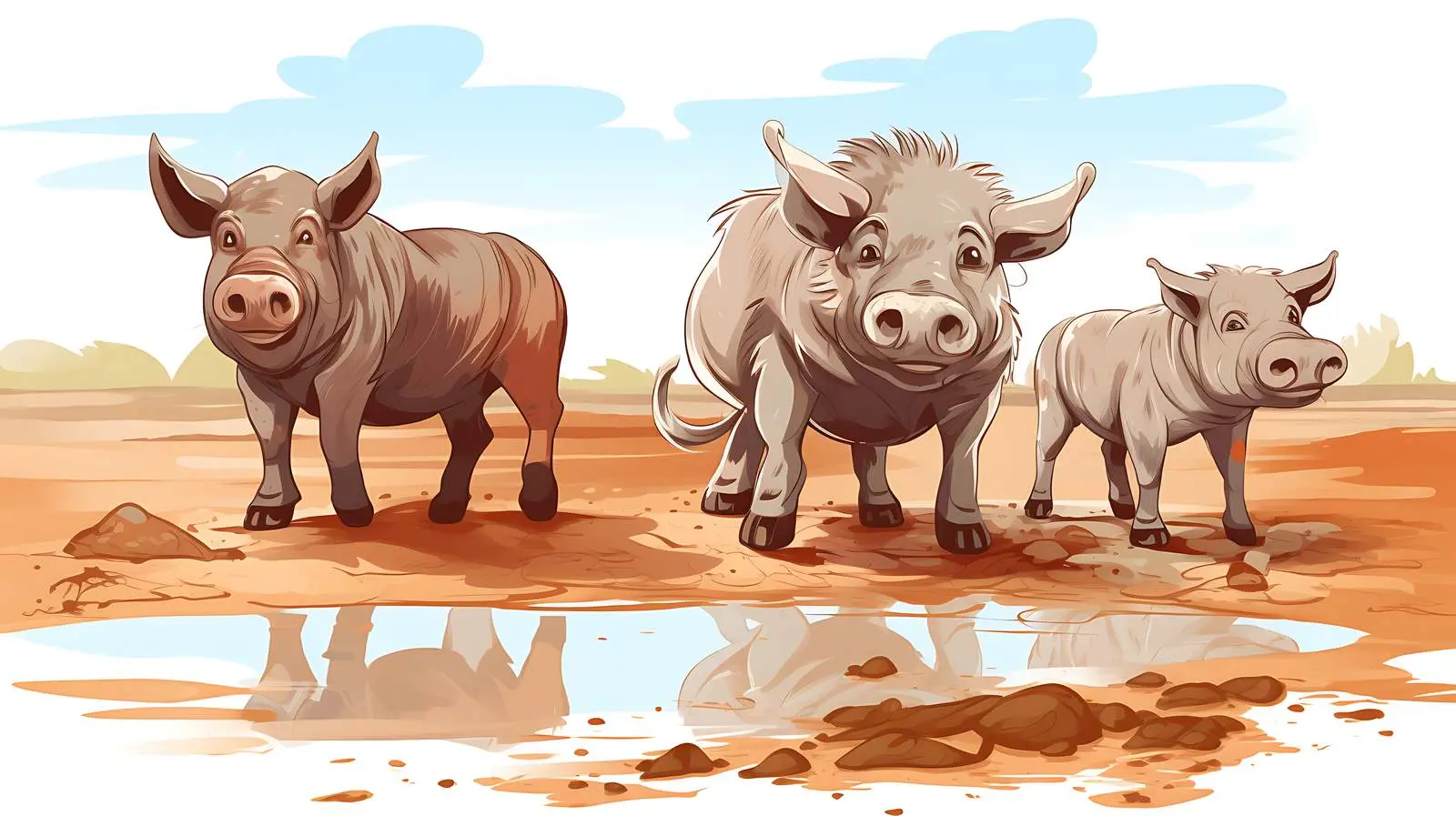 Wildlife Mud Scene Illustration — free download from Dotvec