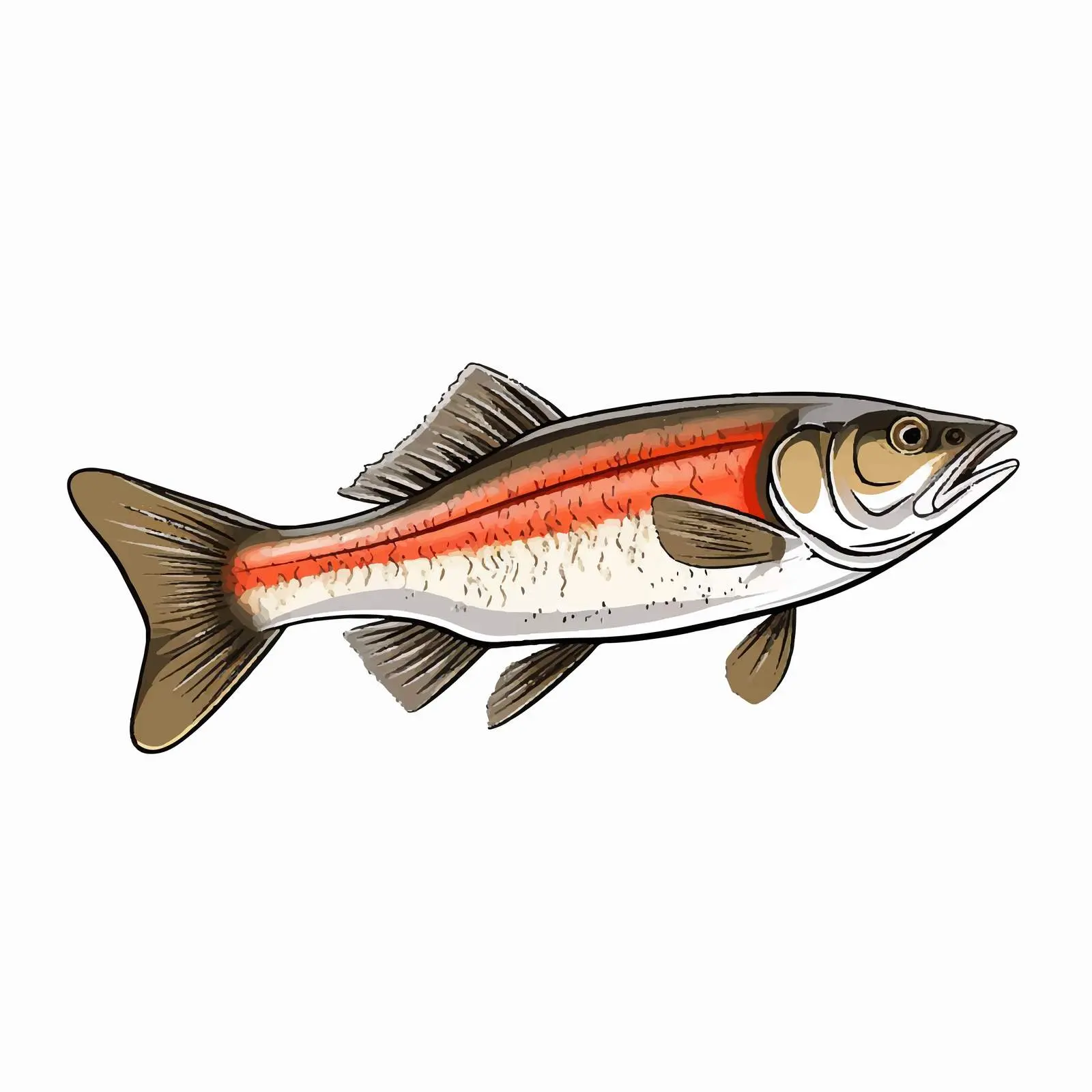 Pike Perch Fish Vector Illustration on White Background — free download from Dotvec