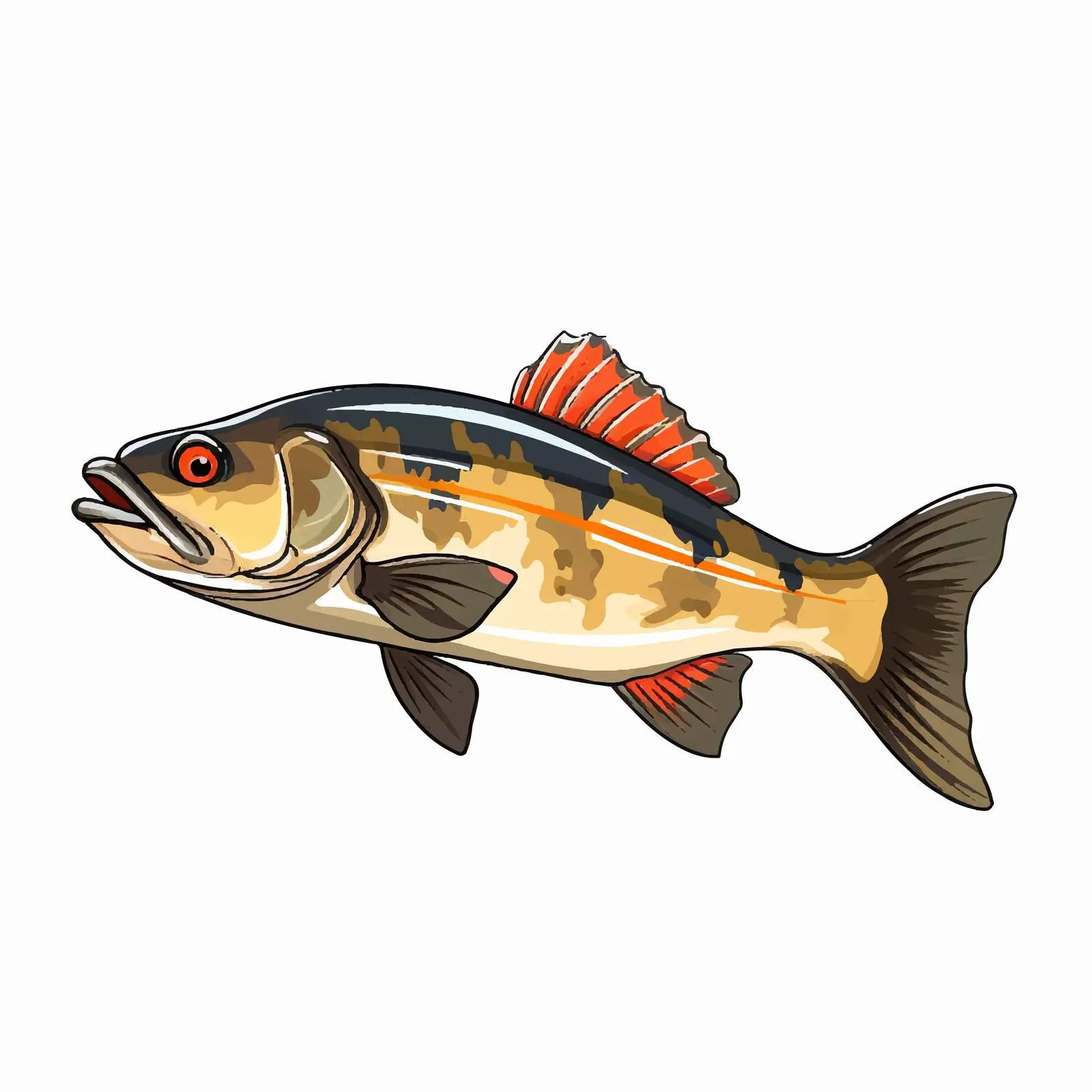 Pike Perch Fish Vector Illustration on White Background – free sustainable seafood image from Dotvec