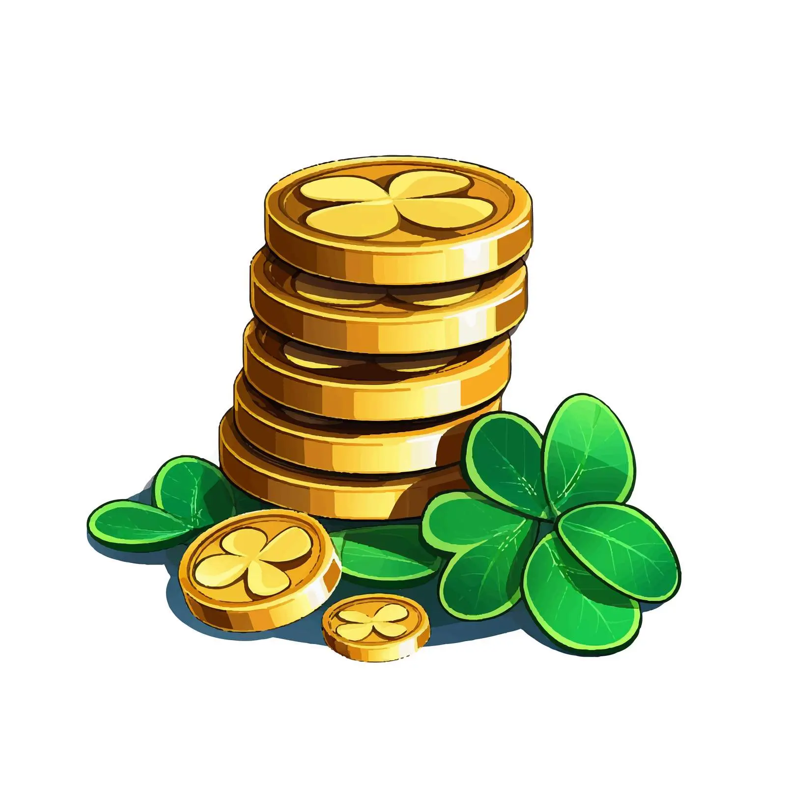 Clover Icon Pile Coins Cartoon Vector Illustration — free download from Dotvec