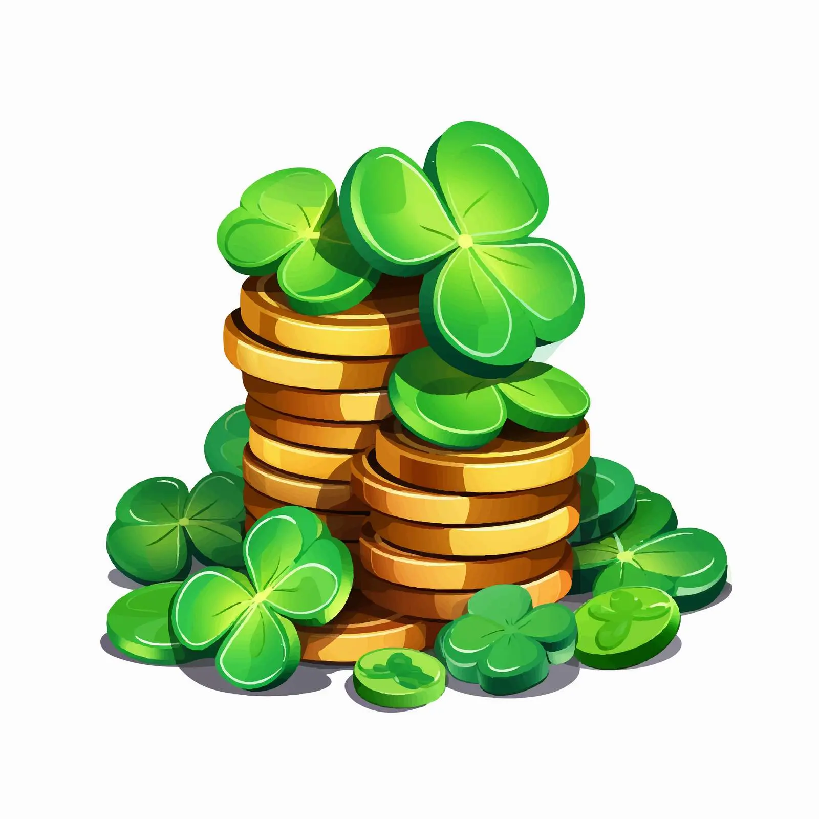 Cartoon Pile of Coins with Clover Icon – free money management image from Dotvec
