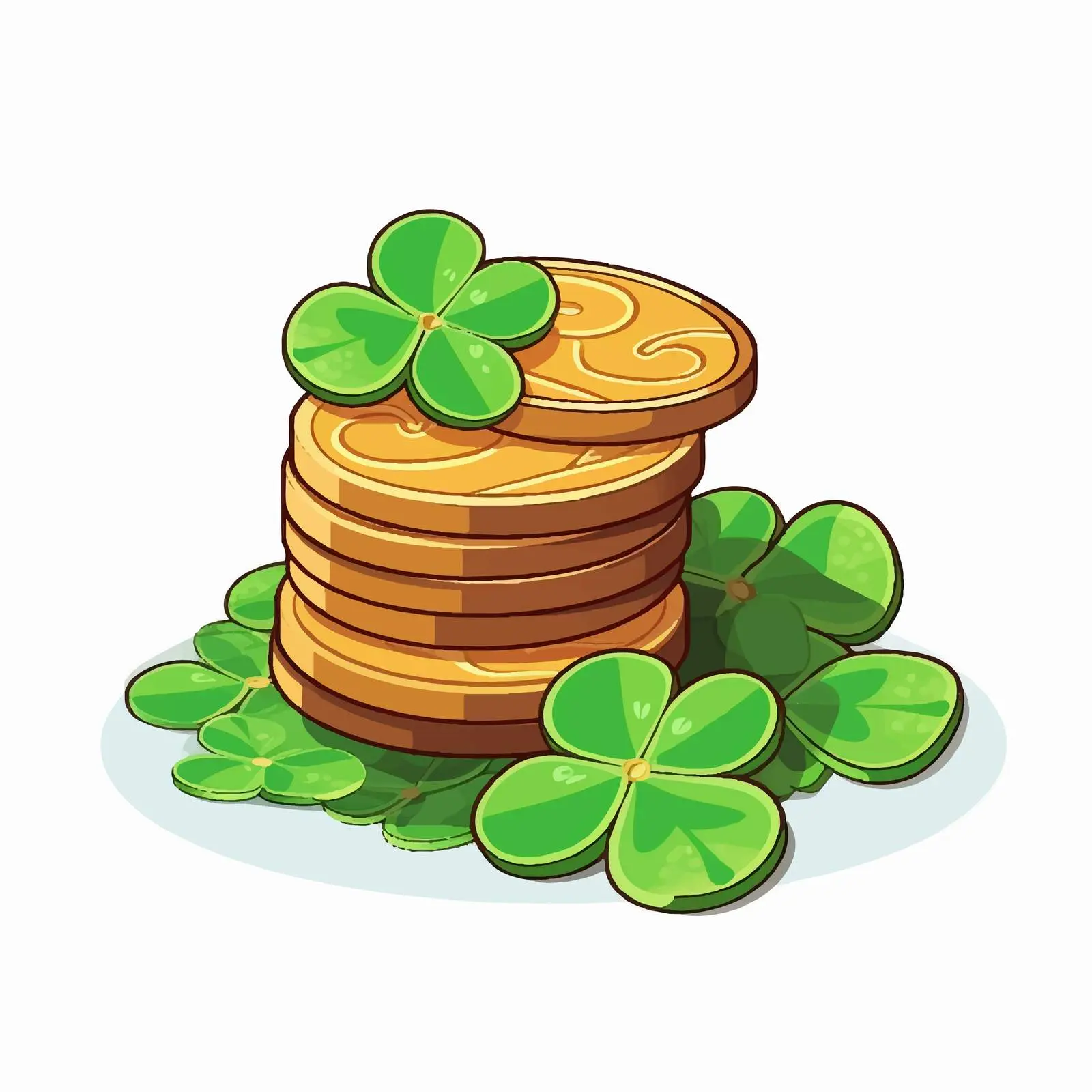Cartoon Vector Illustration of Pile of Coins with Clover — free download from Dotvec