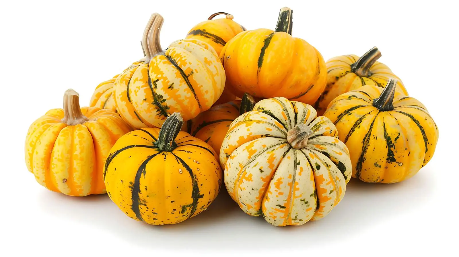 Harvested Striped Pumpkins Piled at Farmers Market — free download from Dotvec