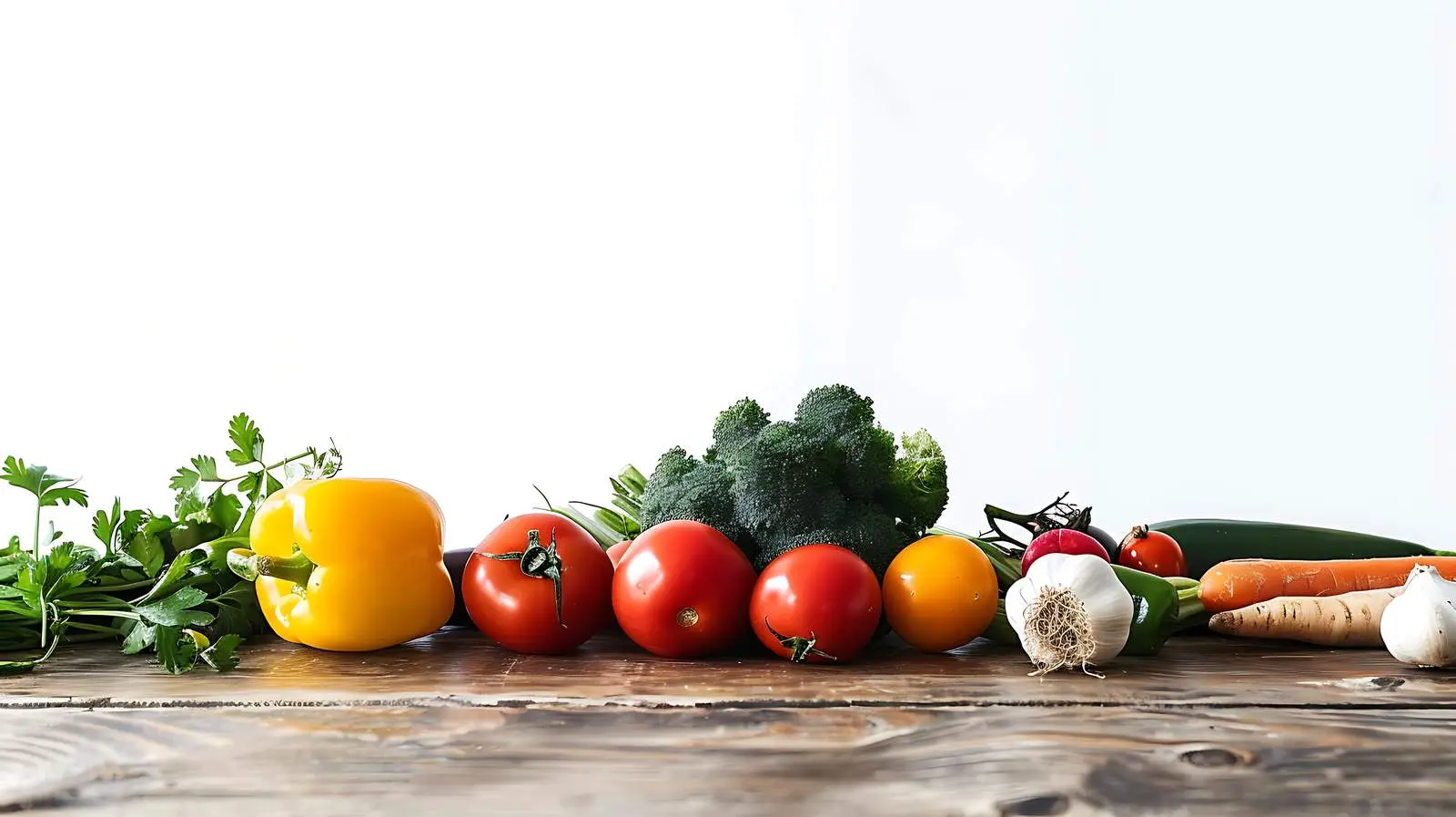 Organic Vegetables on Wooden Table Background — free download from Dotvec